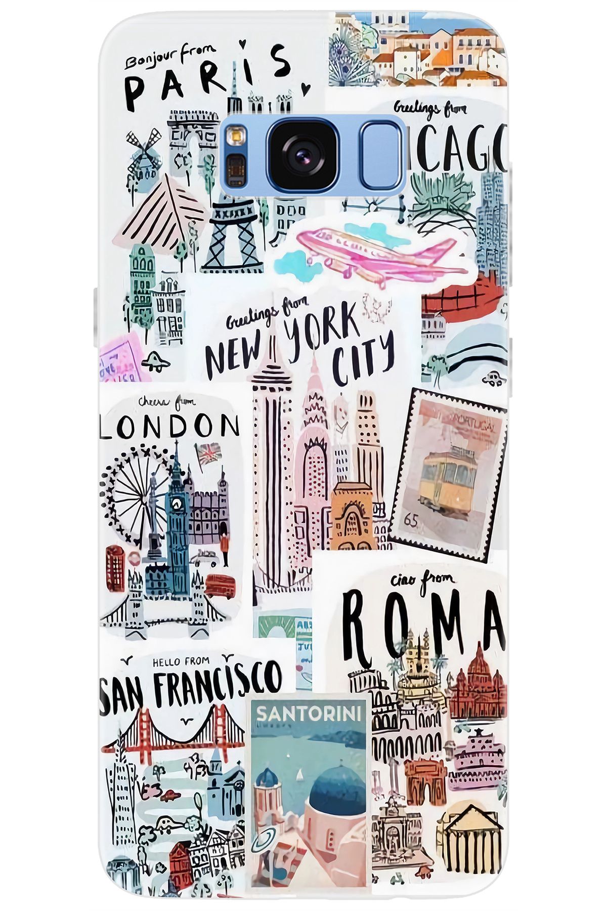 Ceppare Samsung Galaxy S8 (SM-G950F) Uyumlu Kılıf Desenli Silikon Newyork Roma London STK:624 CP-3ghObqR