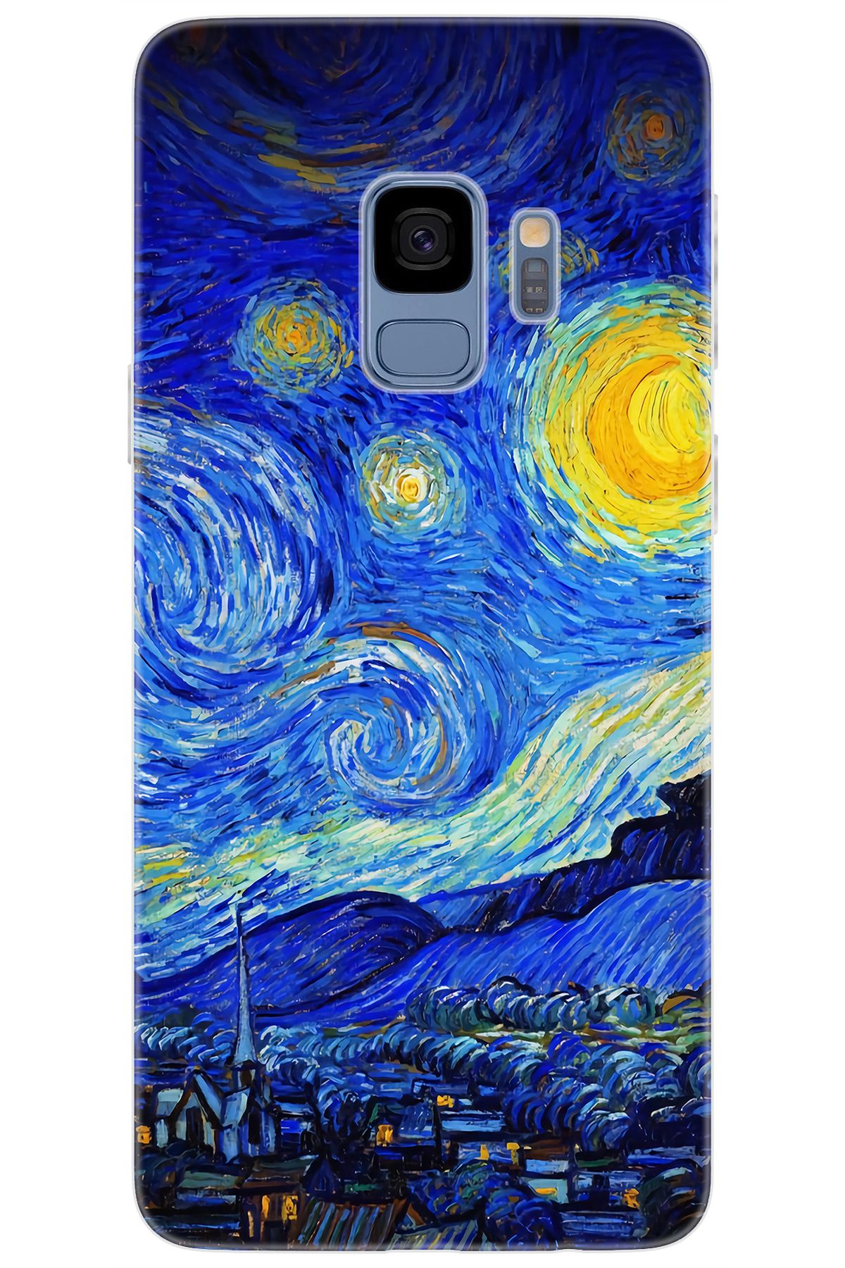 Ceppare Samsung Galaxy S9 (SM-G960F) Uyumlu Kılıf Desen Silikon Starry Night Yıldızlı Gece ST757 CP-lwEEKbs