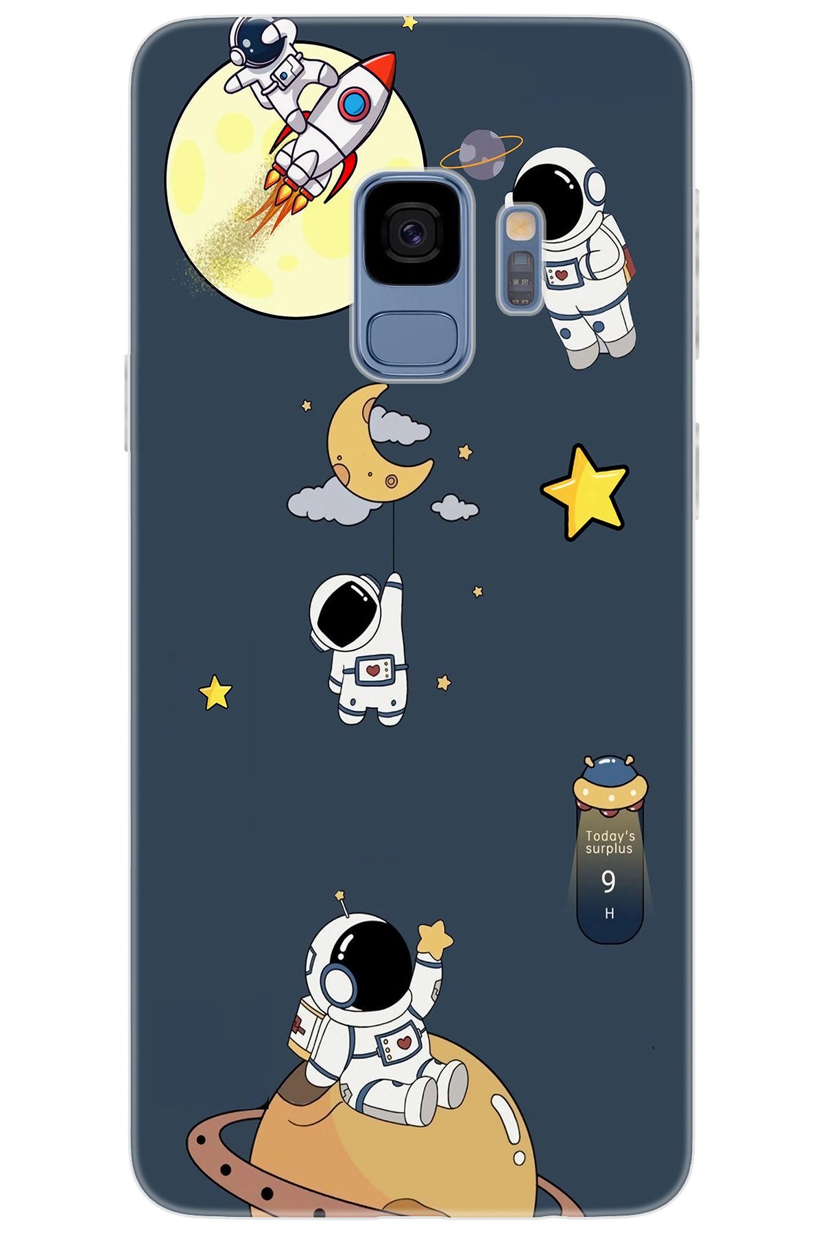 Ceppare Samsung Galaxy S9 (SM-G960F) Uyumlu Kılıf Desen Baskılı Silikon Astronot Serisi STK:725 CP-sbl39Rp