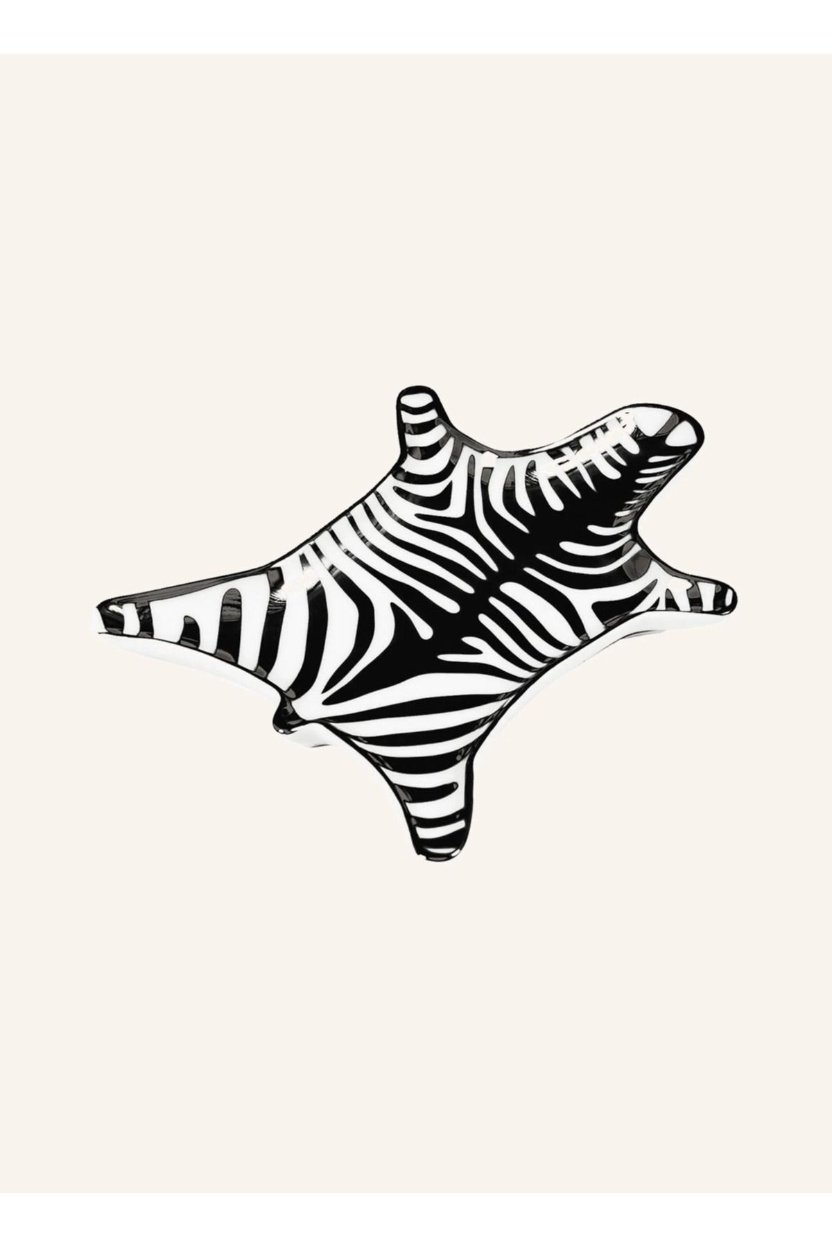 Jonathan Adler Zebra Desenli Porselen Tabak El Yapımı, Glazürlü, Dekoratif Şıklık