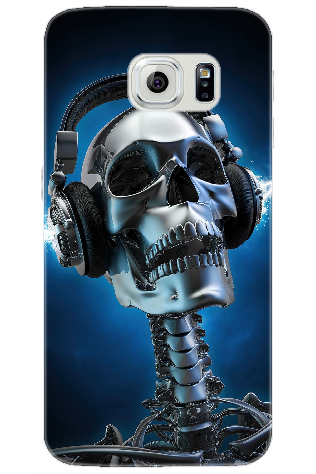 Ceppare Samsung Galaxy S6 (SM-G920F) Uyumlu Kılıf Desen Baskılı Silikon Metal İskelet STK:141 CP-eWc7zFC