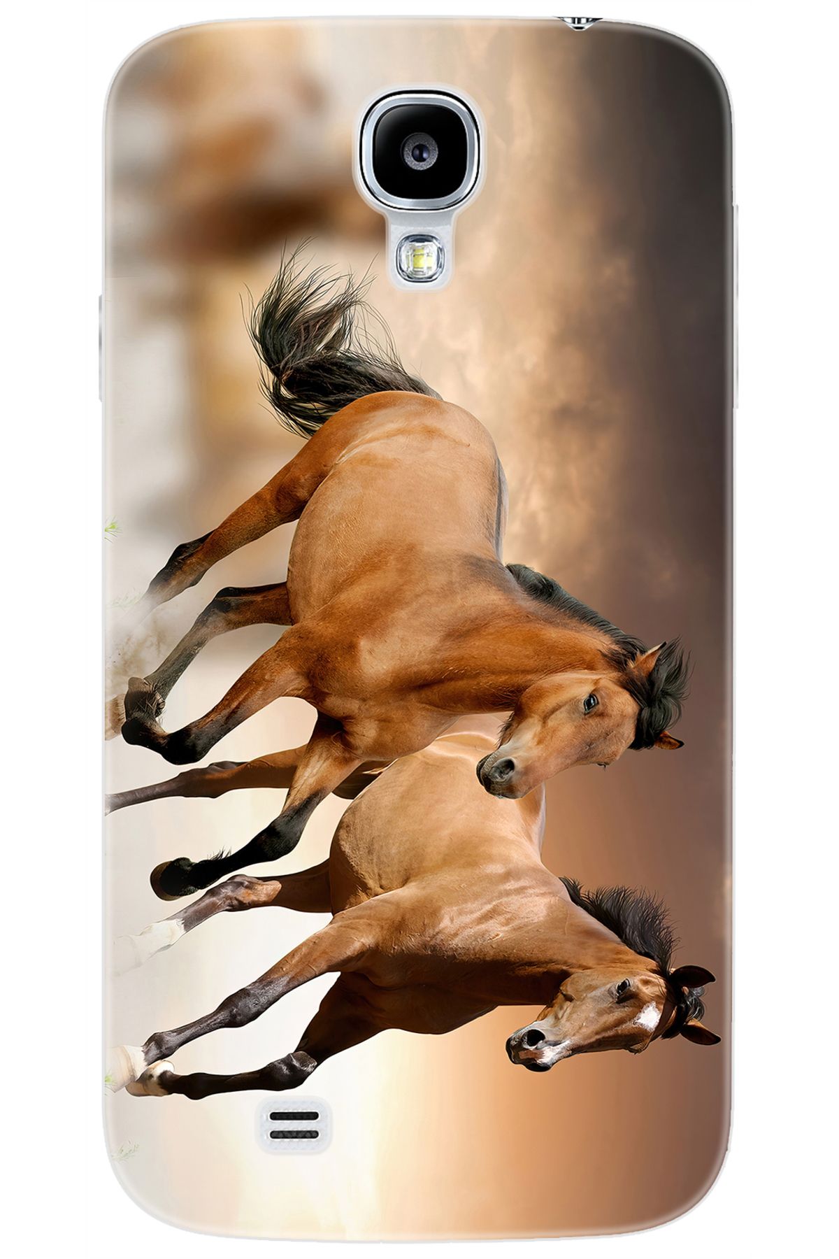 Ceppare Samsung Galaxy S4 (GT-I9500) Uyumlu Kılıf Desen Baskılı Silikon Kahve Atlar STK:176 CP-CG6427S