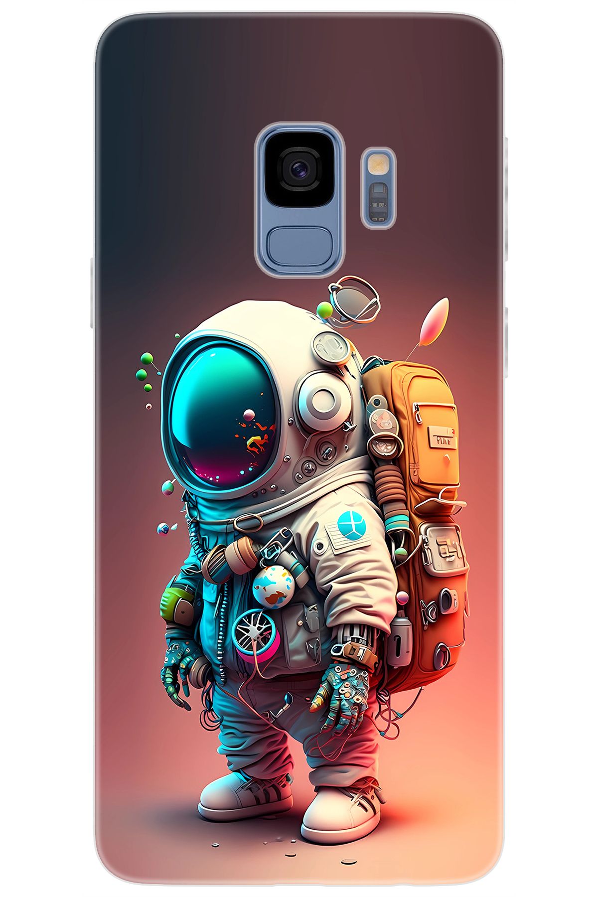 Ceppare Samsung Galaxy S9 (SM-G960F) Uyumlu Kılıf Desen Baskılı Silikon Astronot STK:682 CP-YejrTLa