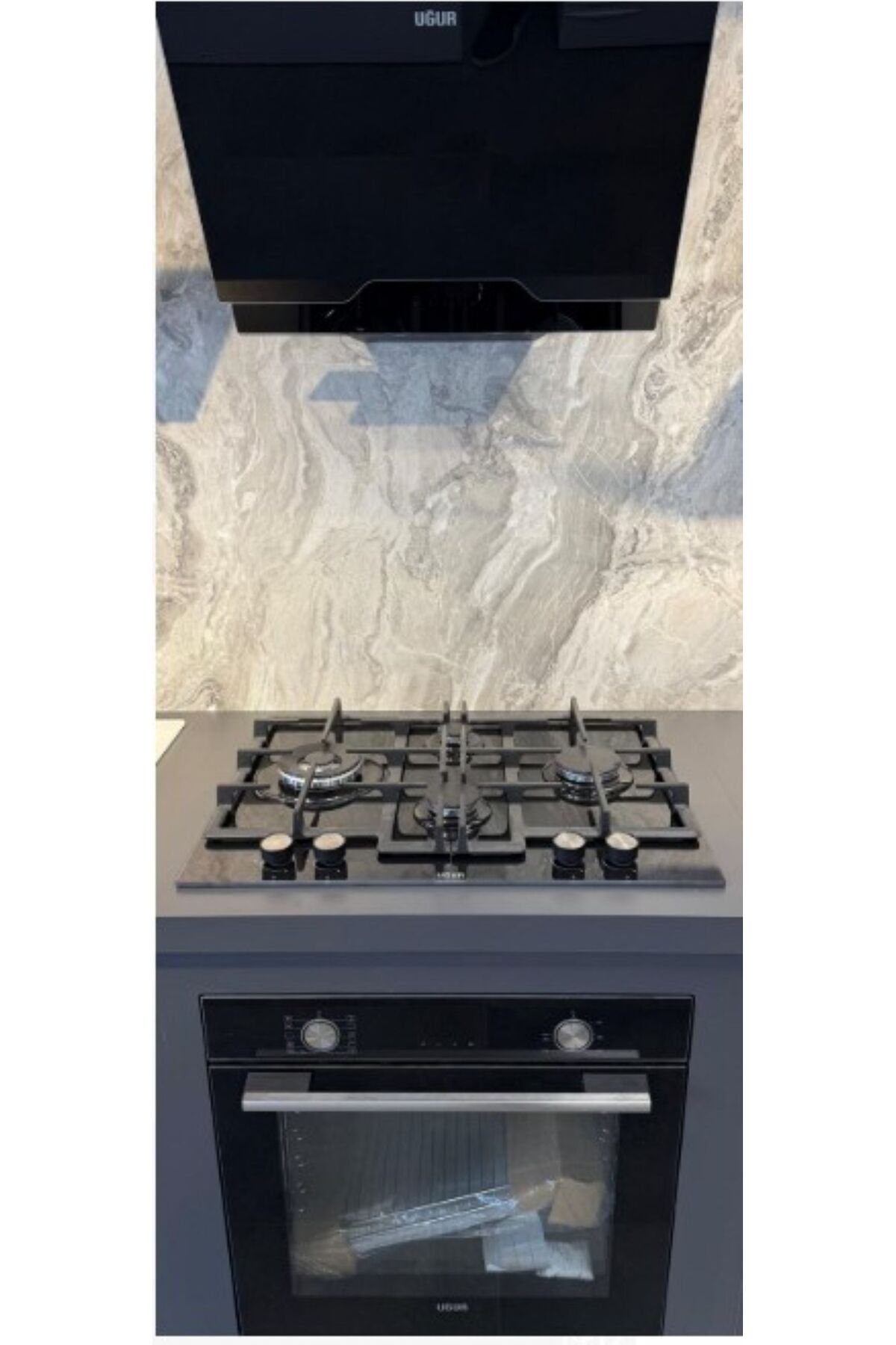 Uğur Lüx Airfryer Siyah Cam Ankastre Set