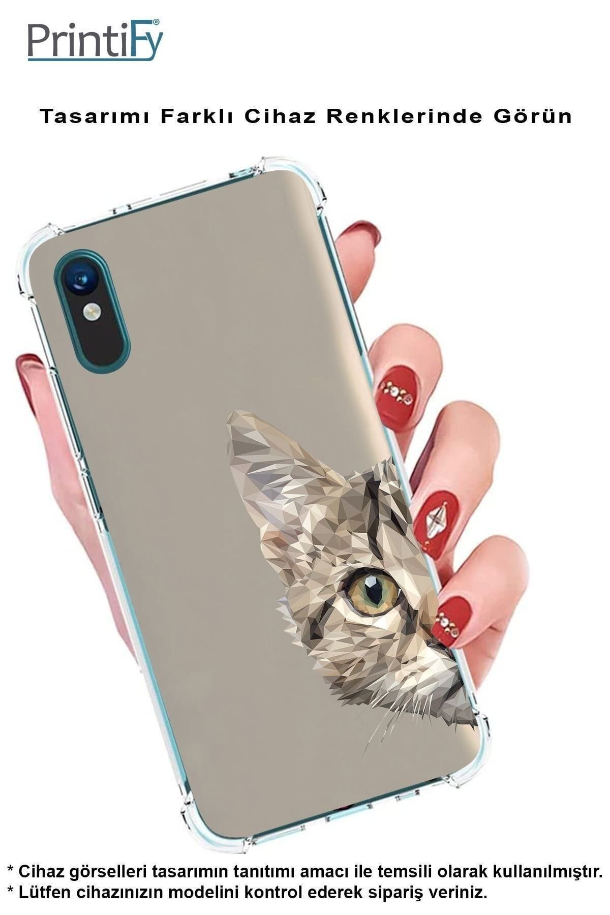 PrintiFy PrinriFy Samsung Galaxy A56 Uyumlu Catface Baskılı Şeffaf Köşe Korumalı Antişok Kılıf