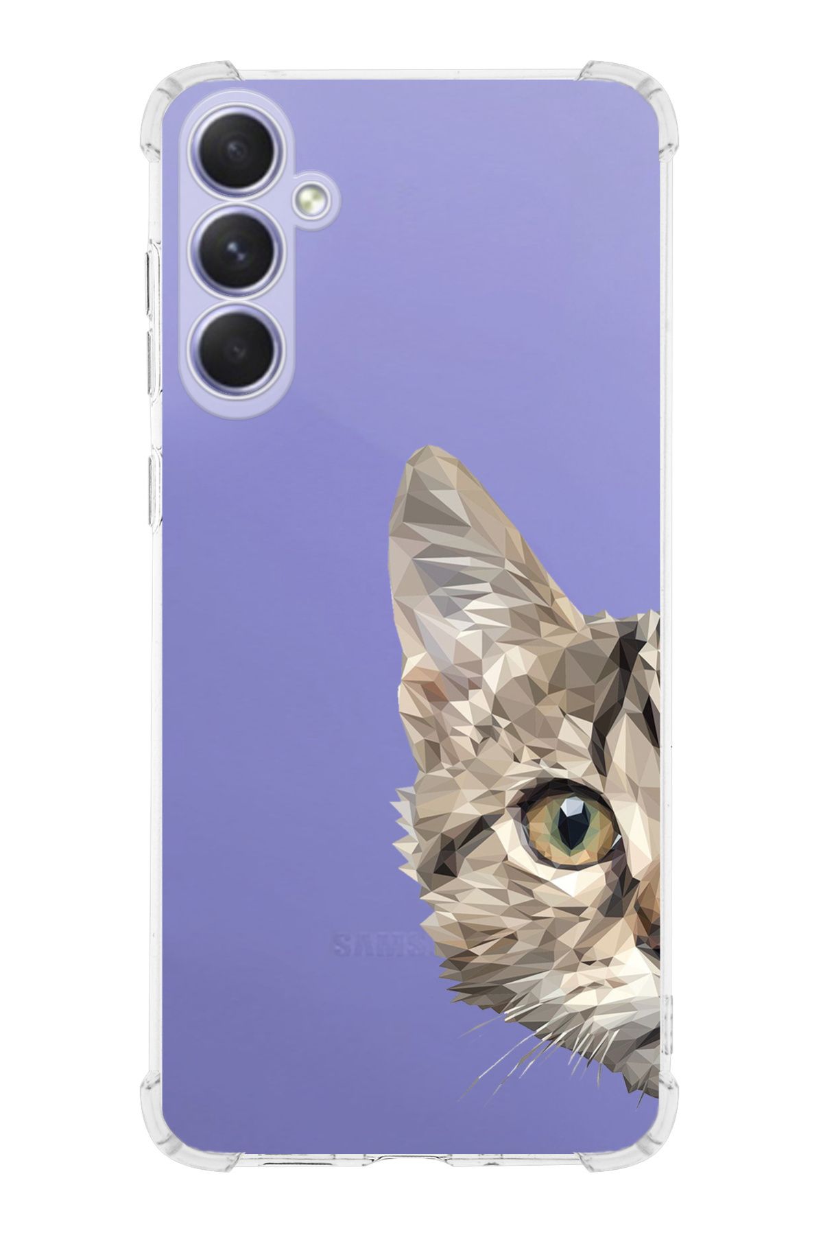 PrintiFy PrinriFy Samsung Galaxy A56 Uyumlu Catface Baskılı Şeffaf Köşe Korumalı Antişok Kılıf