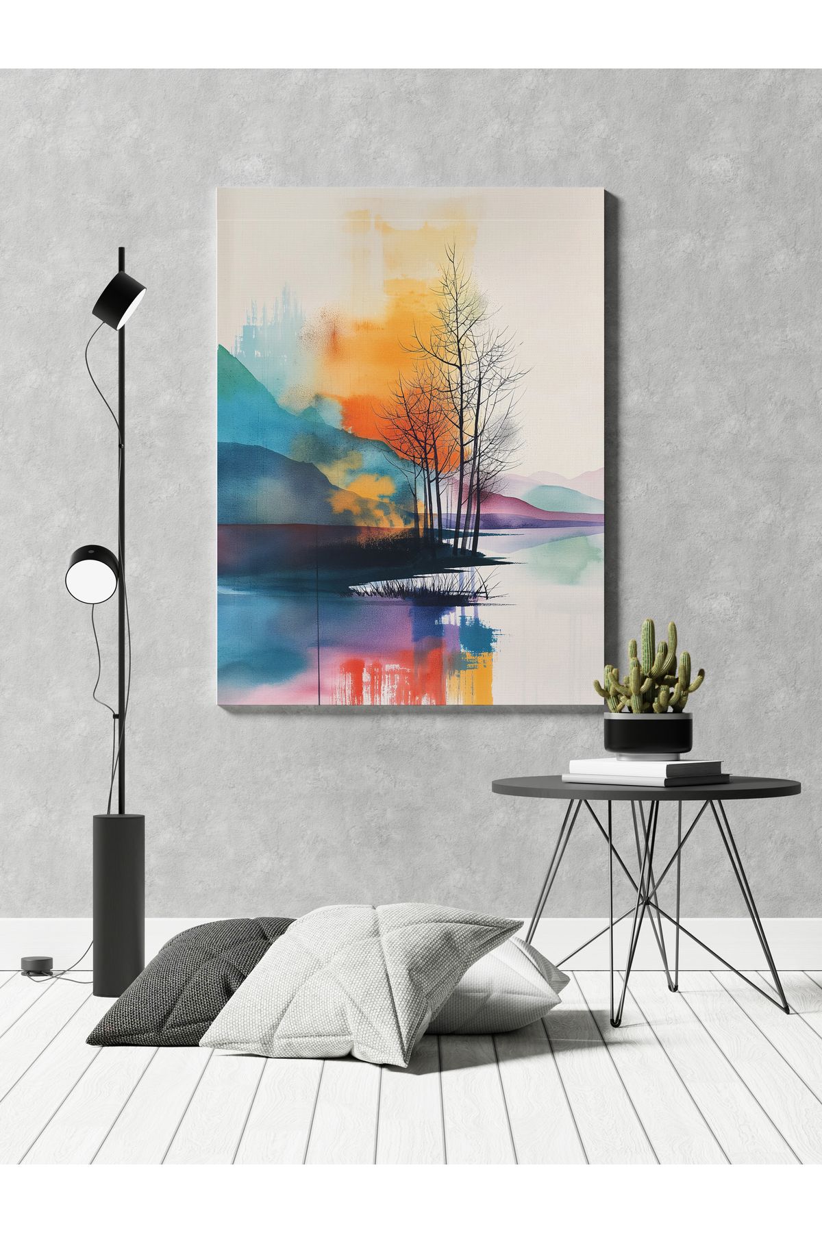 titer %100 Pamuklu Kanvas Tablo - Soyut Manzara UV Baskı Poster (3x3 cm, Fırınlanmış Şase)