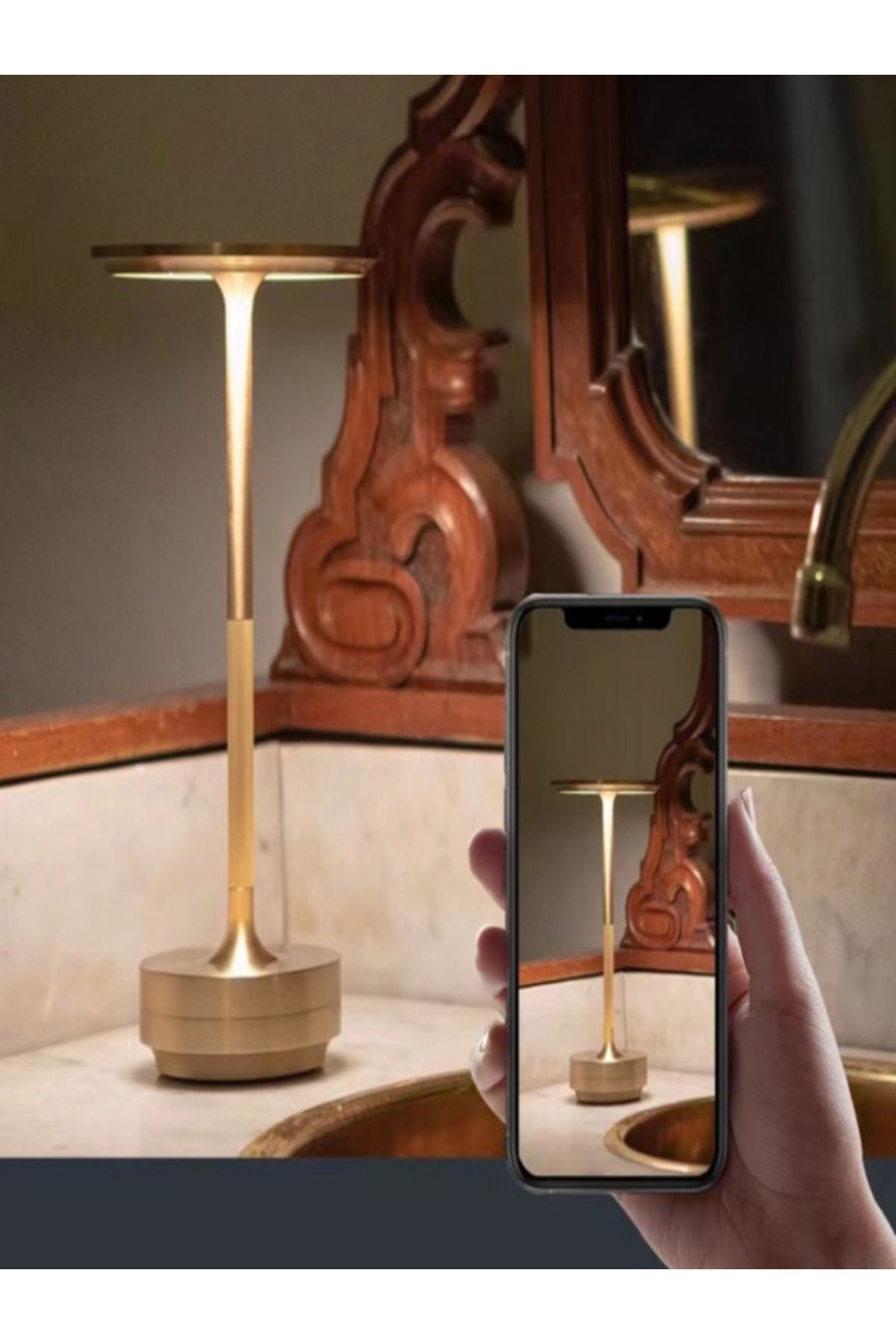 LANDHOME Lüks Masa Lambası (Gold Renk)