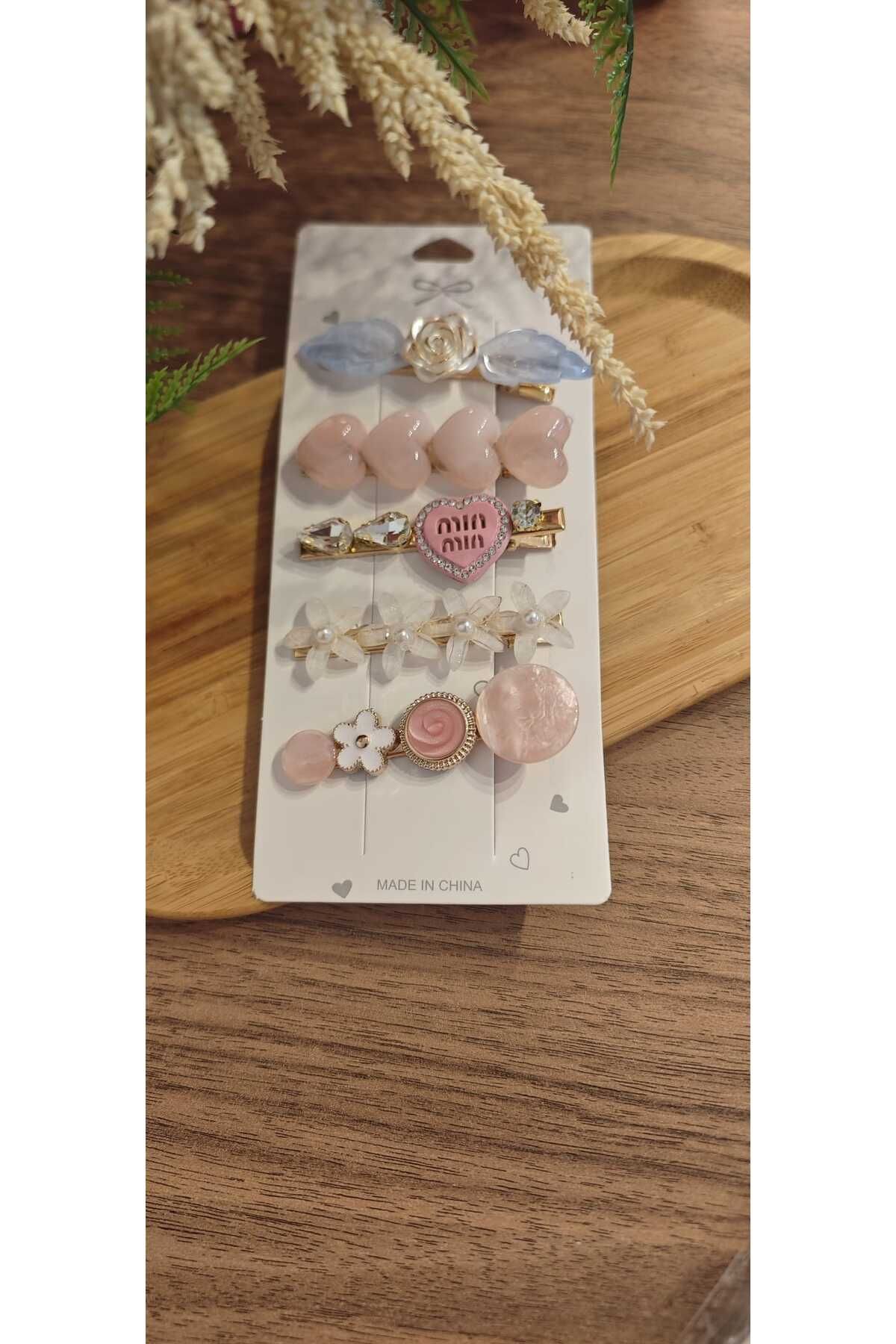 MODA Kadın, şık, pastel tonlarda 5 li toka