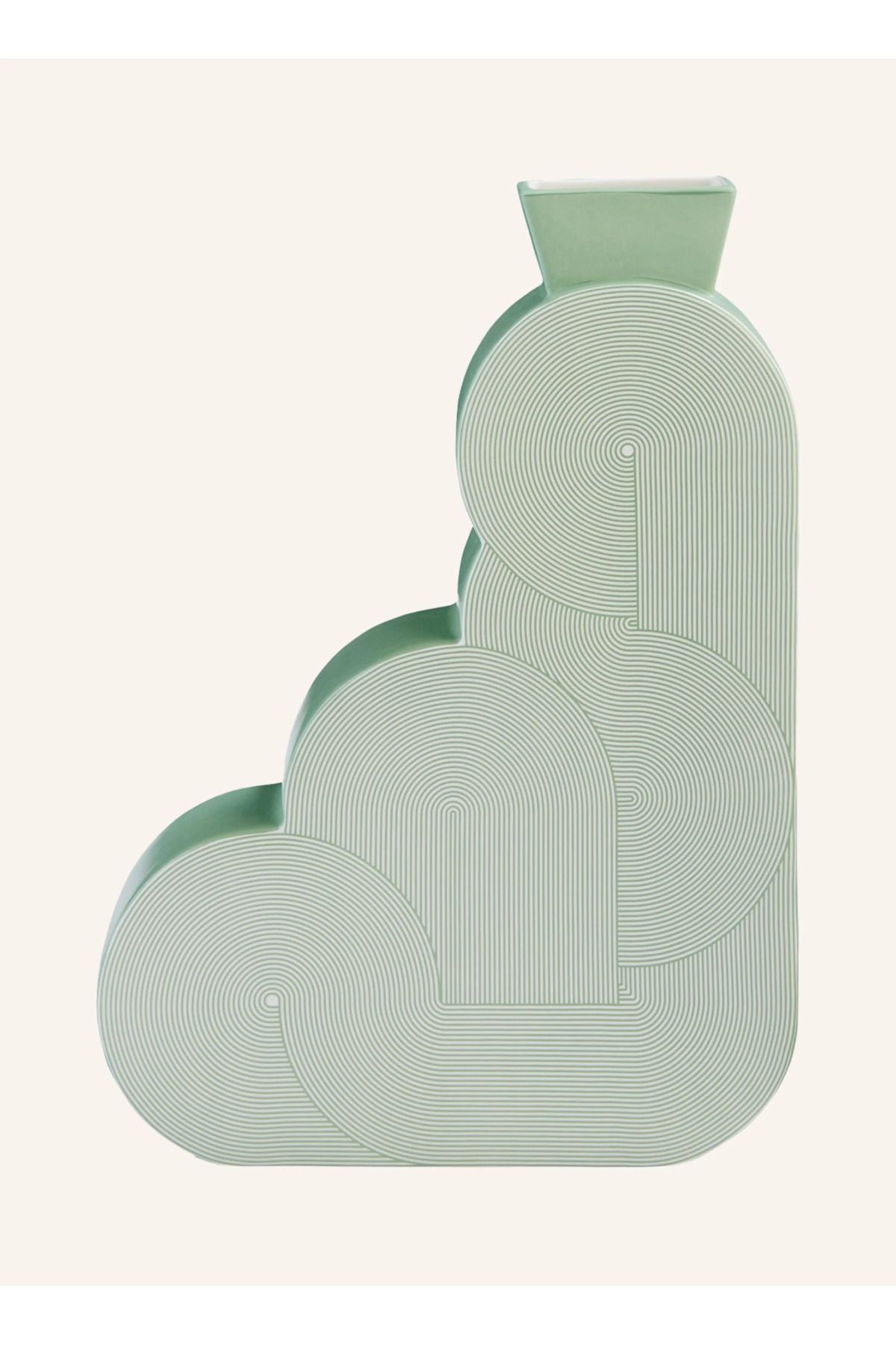 Jonathan Adler POMPIDOU CORNER Vazo 35,5 cm, Geometrik Desenli, El Boyaması Porselen