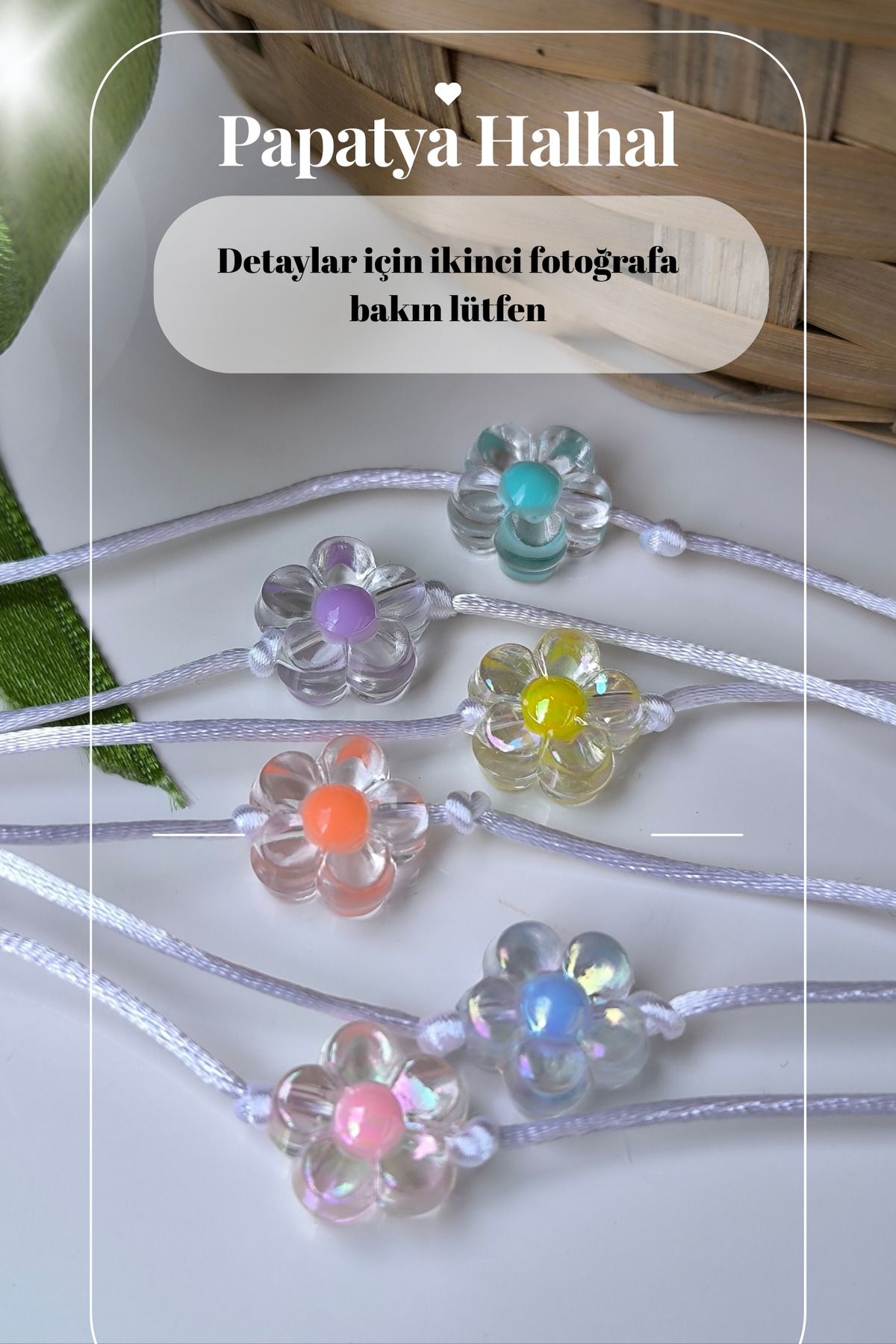 Esey Dizayn Papatya Halhal Beyaz İpli 6 Adet