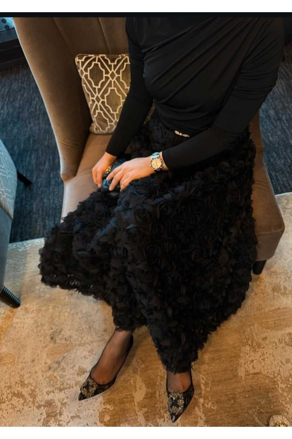 MissPul Bordo Kadın Güllü Uzun Etek