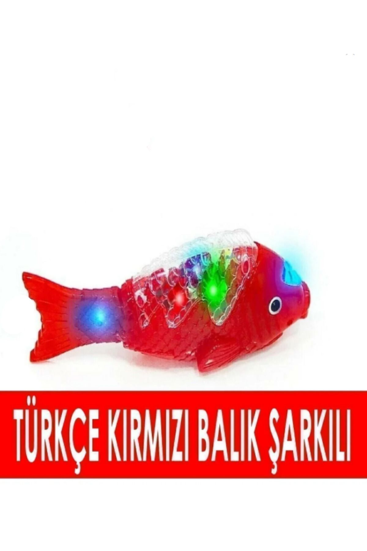RAF Store Kırmızı Balık Müzikli Işıklı Sesli Yürüyen Balık 23 Cm Pilli Oyuncak Balık