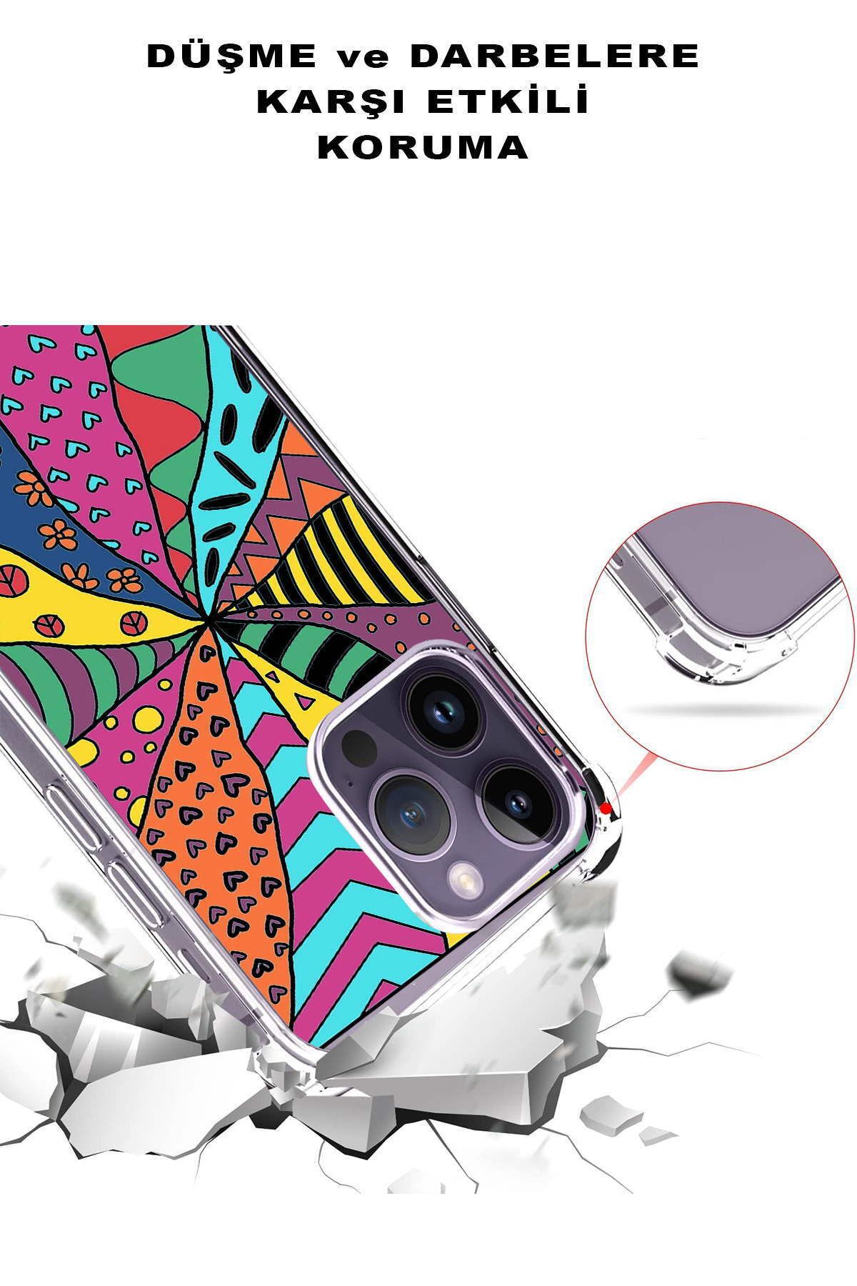 PrintiFy Samsung Galaxy A56 Uyumlu Retro Color 4 Baskılı Şeffaf Köşe Korumalı Antişok Kılıf