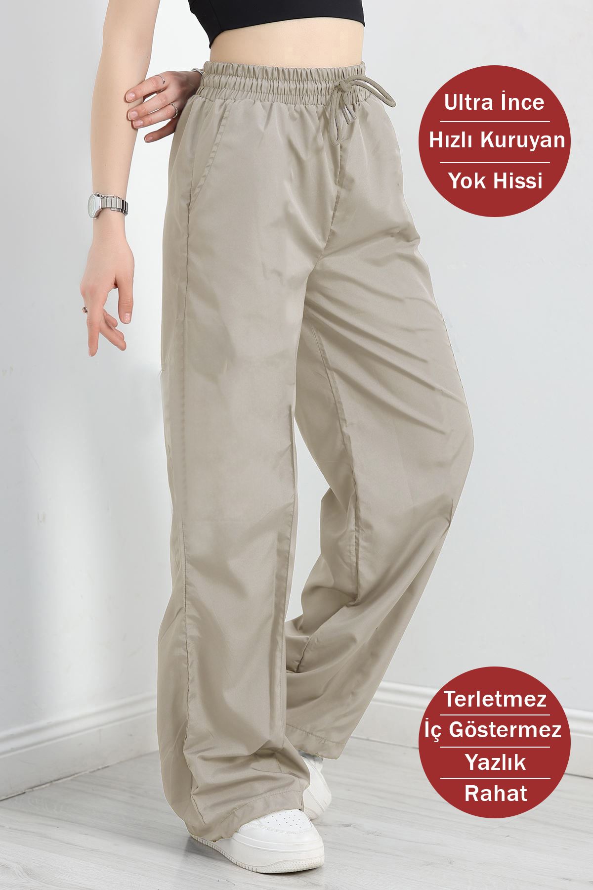 OXVİN Kadın Oversize Bol Paça, Paraşüt Kumaş, Baggy Pantolon (YAZLIK)