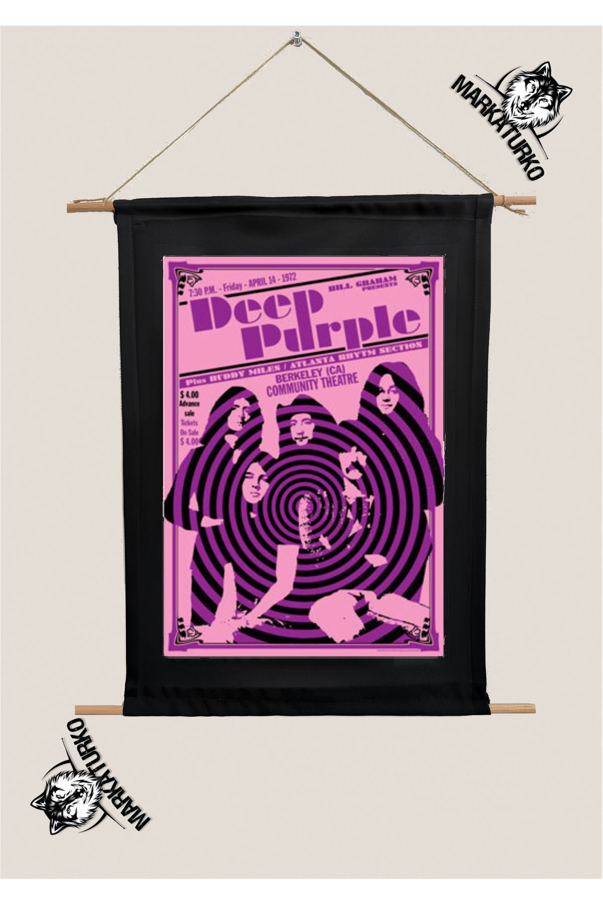 MarkaTurko DEEP PURPLE POSTER ÖZEL TASARIM SÜBLİMASYON BASKI TABLO 1976-9