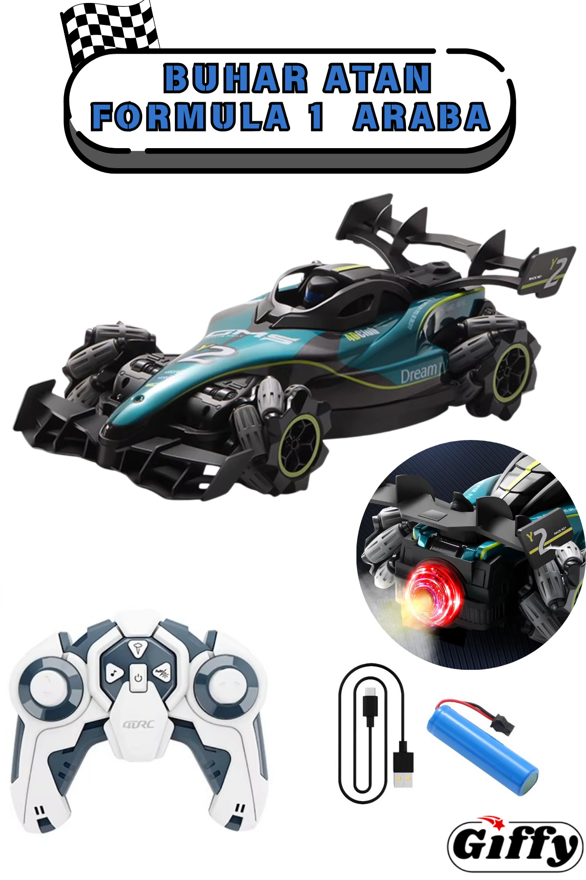 giffy Oyuncak 4X4 Uzaktan Kumandalı Formula 1 Yarış Arabası Şarjlı