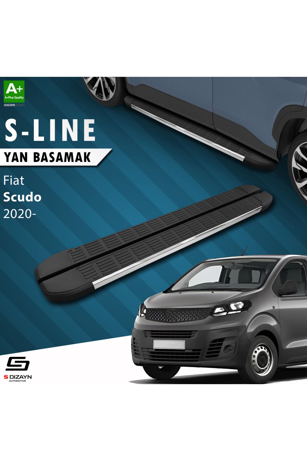 Life Tuning S-Dizayn Fiat Scudo 3 Uzun Şase S-Line Krom Yan Basamak 243 Cm 2020 Üzeri A+ Kalite