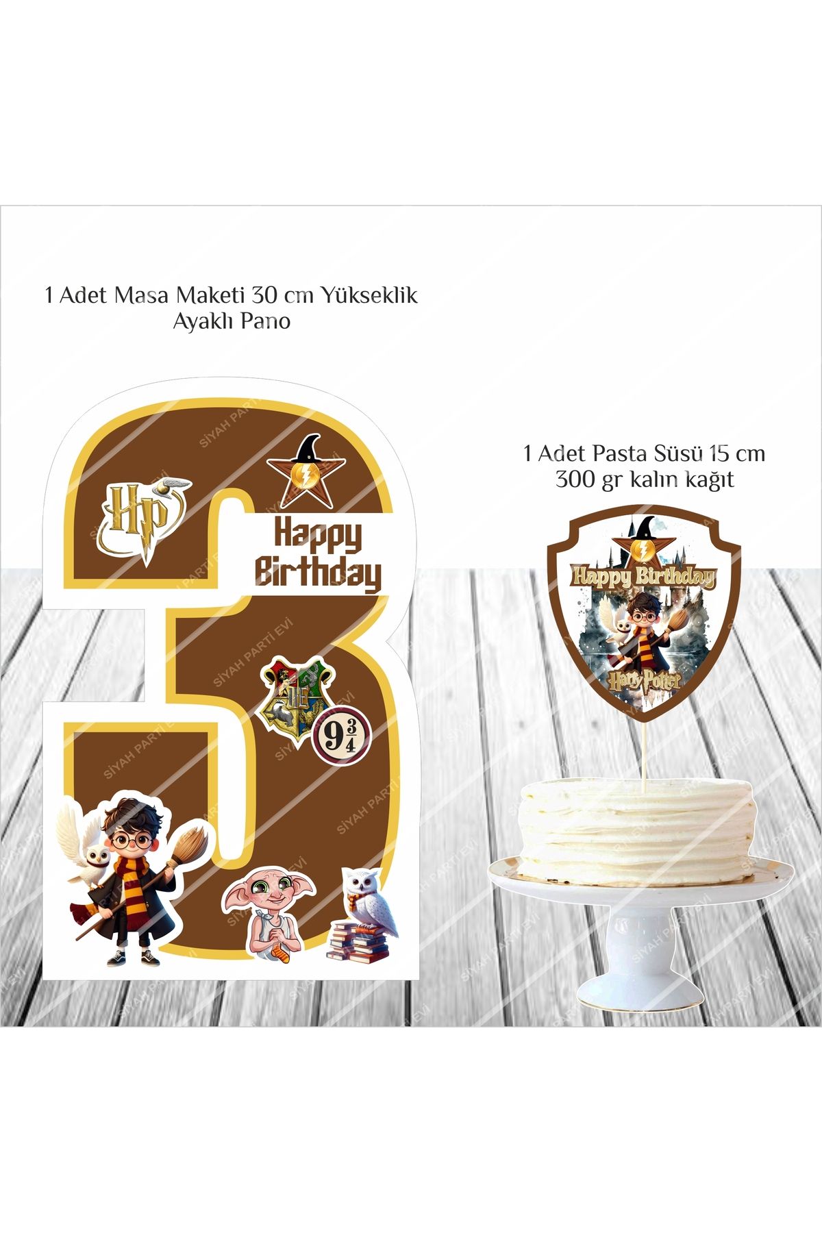 SİYAH PARTİ EVİ Harry Potter 3 Yaş Doğum Günü Masa Maketi / Pasta Süsü