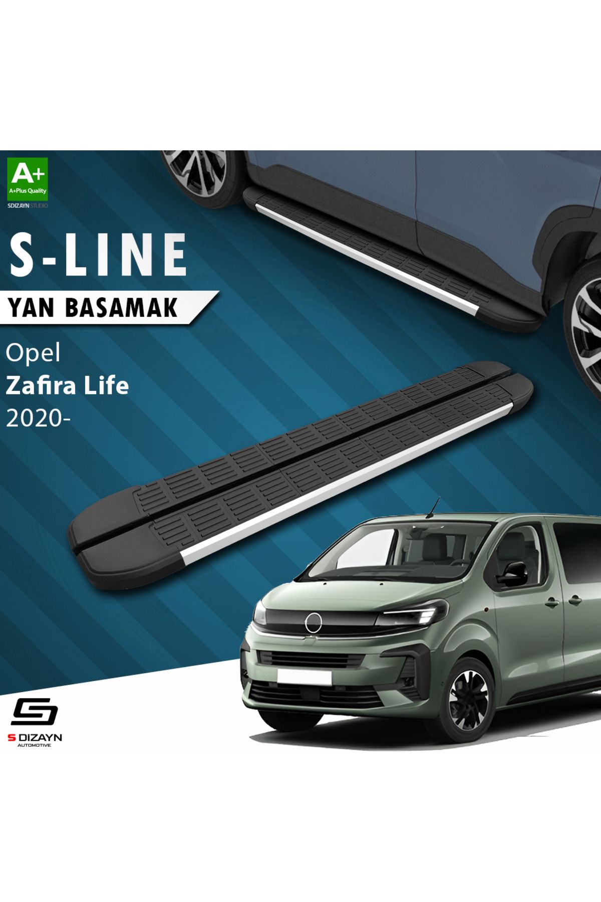 Life Tuning S-Dizayn Opel Zafira Life Kısa Şase S-Line Aluminyum Yan Basamak 213 Cm 2020 Üzeri A+ Kalite