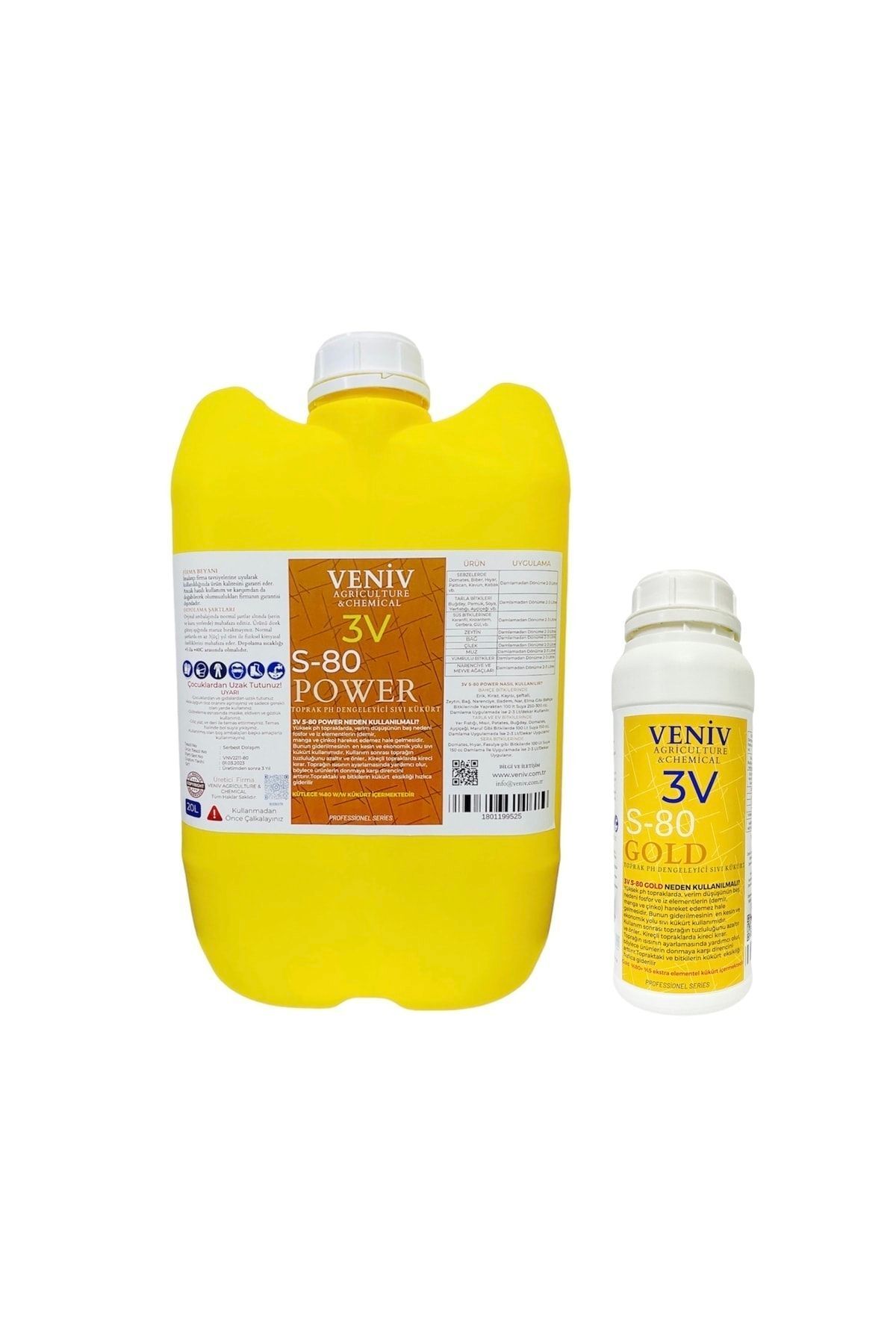VENİV AGRİCULTURE Veniv 3v S-80 Power 20 Lt Sıvı Kükürt Ph Regülatörü Veniv 3v S-80 Gold 1 Lt Yüksek Içerikli