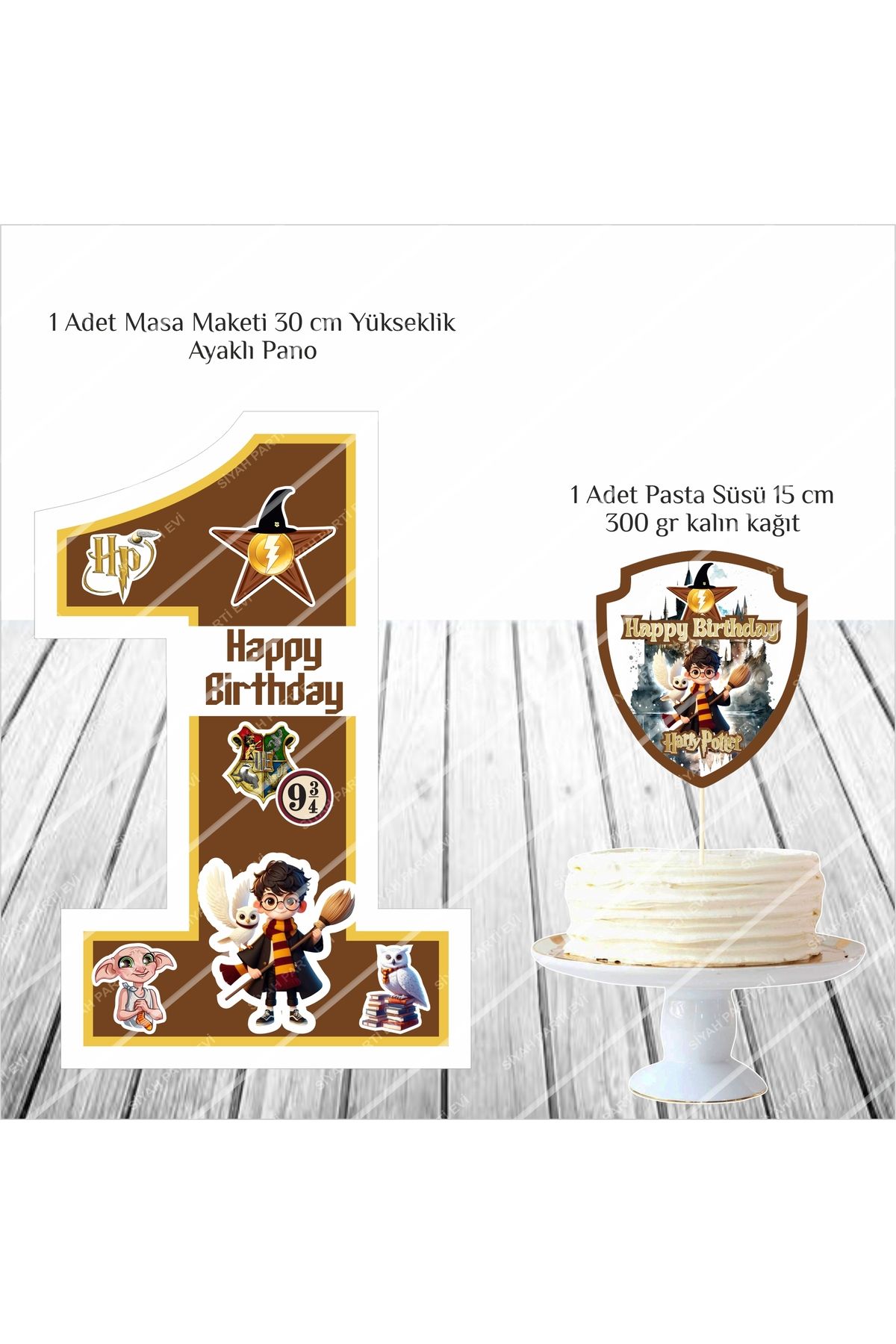 SİYAH PARTİ EVİ Harry Potter 1 Yaş Doğum Günü Masa Maketi / Pasta Süsü
