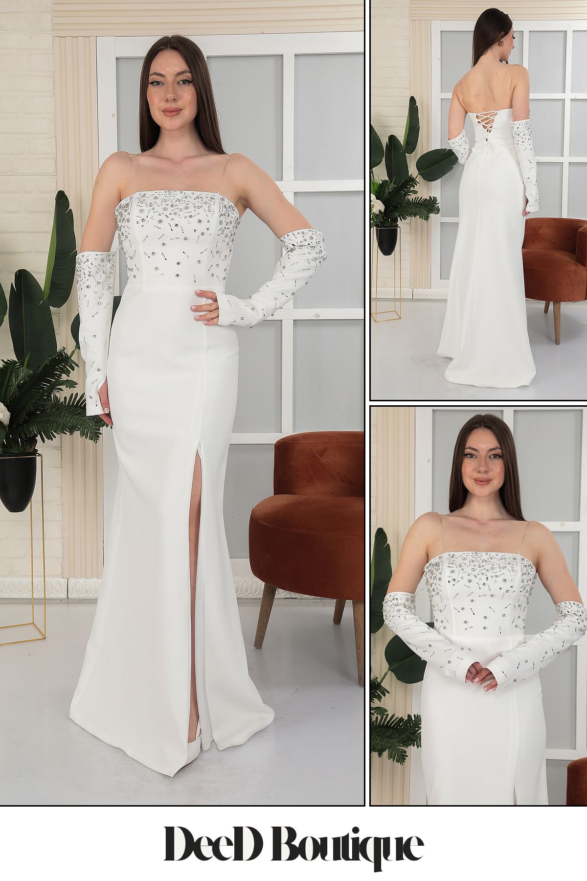 DeeD Boutique Eldivenli Straplez Abiye