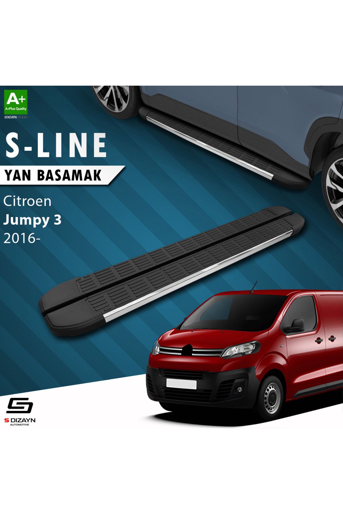 Life Tuning S-Dizayn Citroen Jumpy 3 Uzun Şase S-Line Krom Yan Basamak 243 Cm 2016 Üzeri A+ Kalite