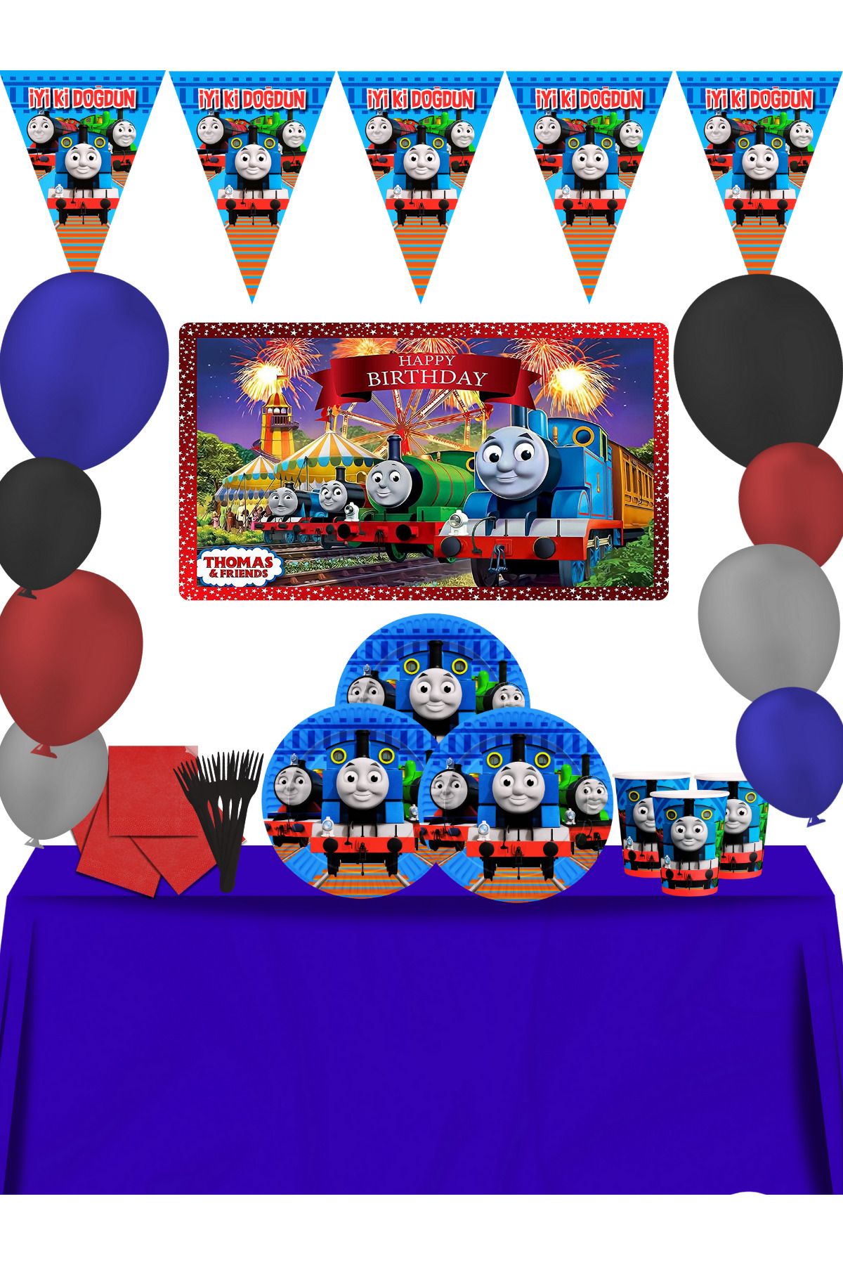 snowparty Thomas Train Afişli Thomas ve Arkadaşları Doğum Günü Parti Süsleri Seti