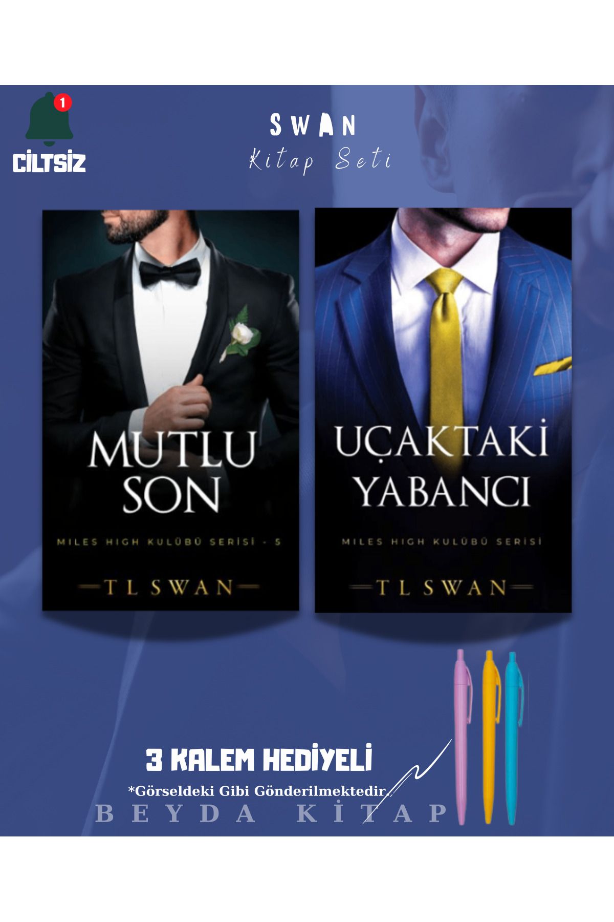 Martı Yayınları Mutlu Son - Uçaktaki Yabancı - T. L. Swan - Üç Kalem Hediyeli - Kitap Seti