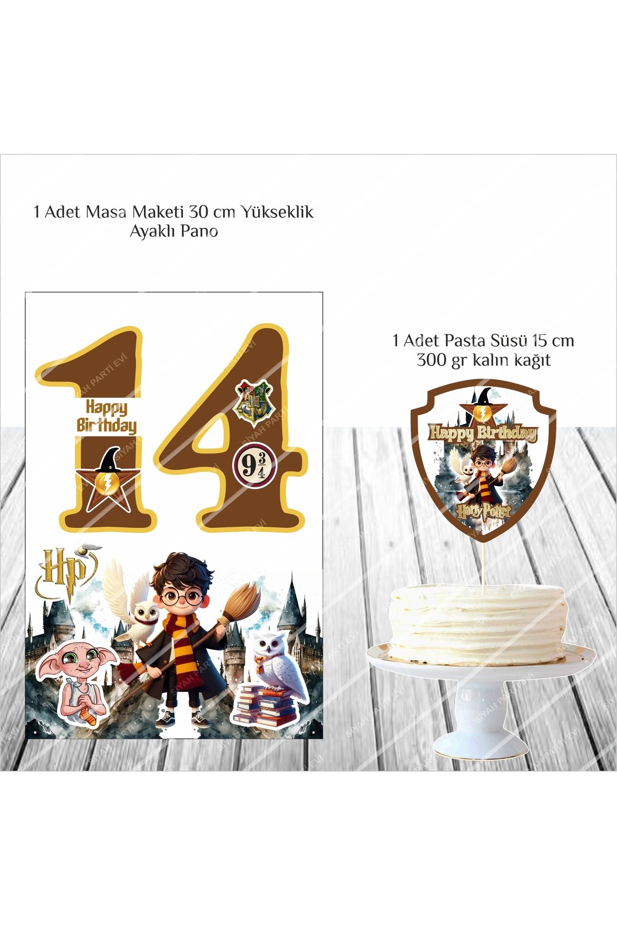 SİYAH PARTİ EVİ Harry Potter 14 Yaş Doğum Günü Masa Maketi / Pasta Süsü