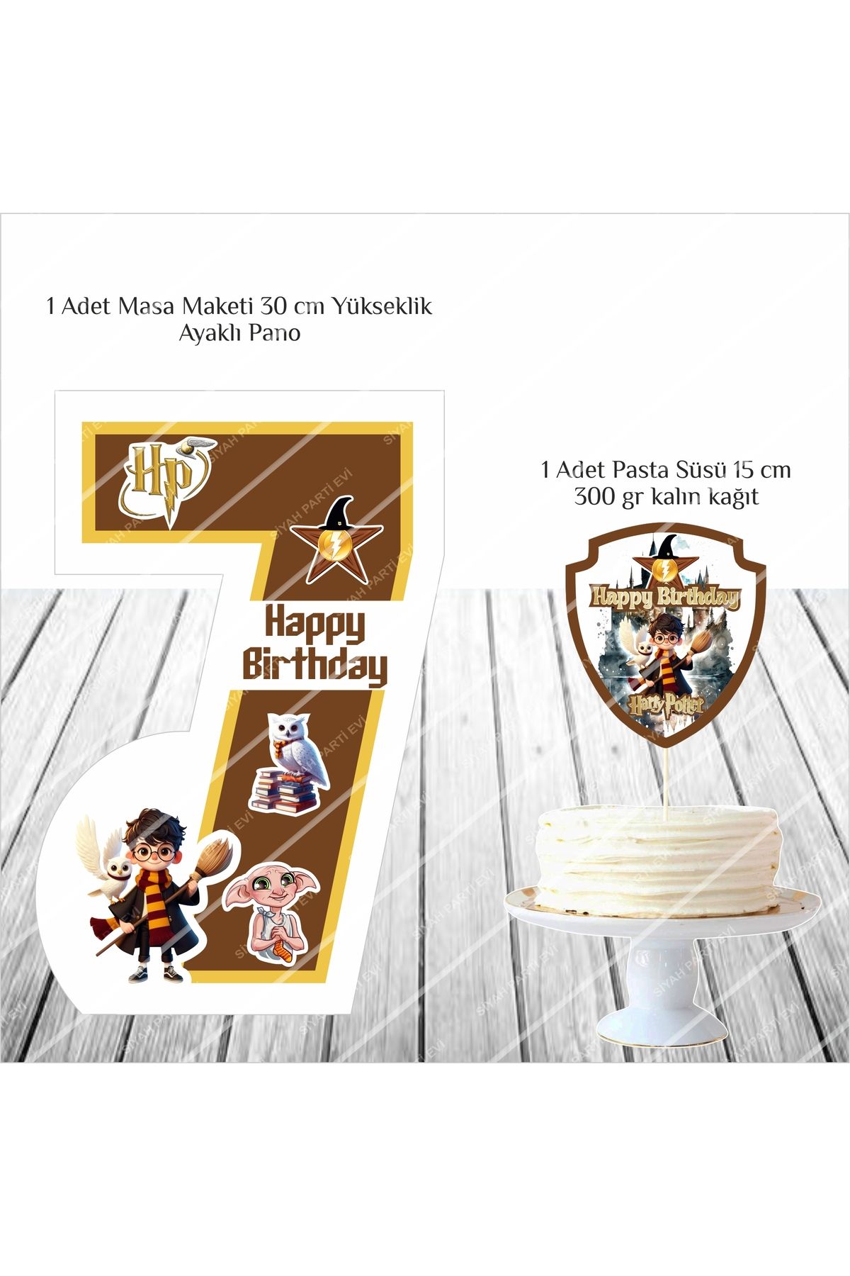 SİYAH PARTİ EVİ Harry Potter 7 Yaş Doğum Günü Masa Maketi / Pasta Süsü
