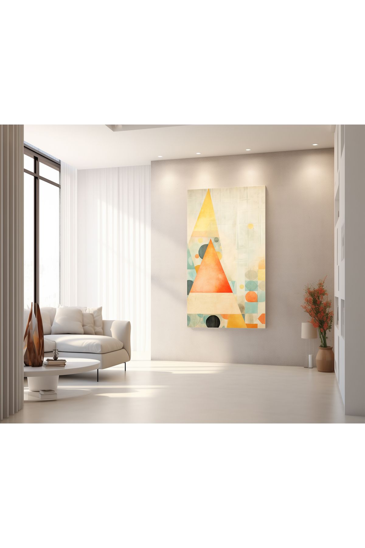 titer %100 Pamuklu Kanvas Tablo - Geometrik Soyut Pastel Tonlar UV Baskı Poster (3x3 cm, Fırınlanmış Şase)