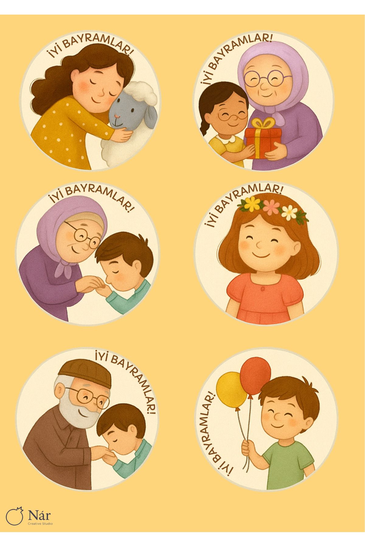 sticker Bayram Neşesi Sticker Seti - Kurban Bayramına Özel Çıkartmalar - 4 Sayfa - 24 Adet