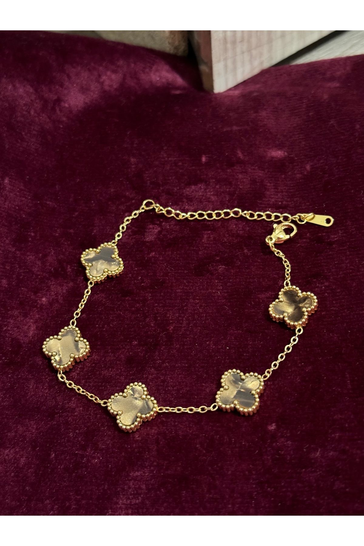 MODA Gold Sedefli Van Cleef Kahve Bileklik