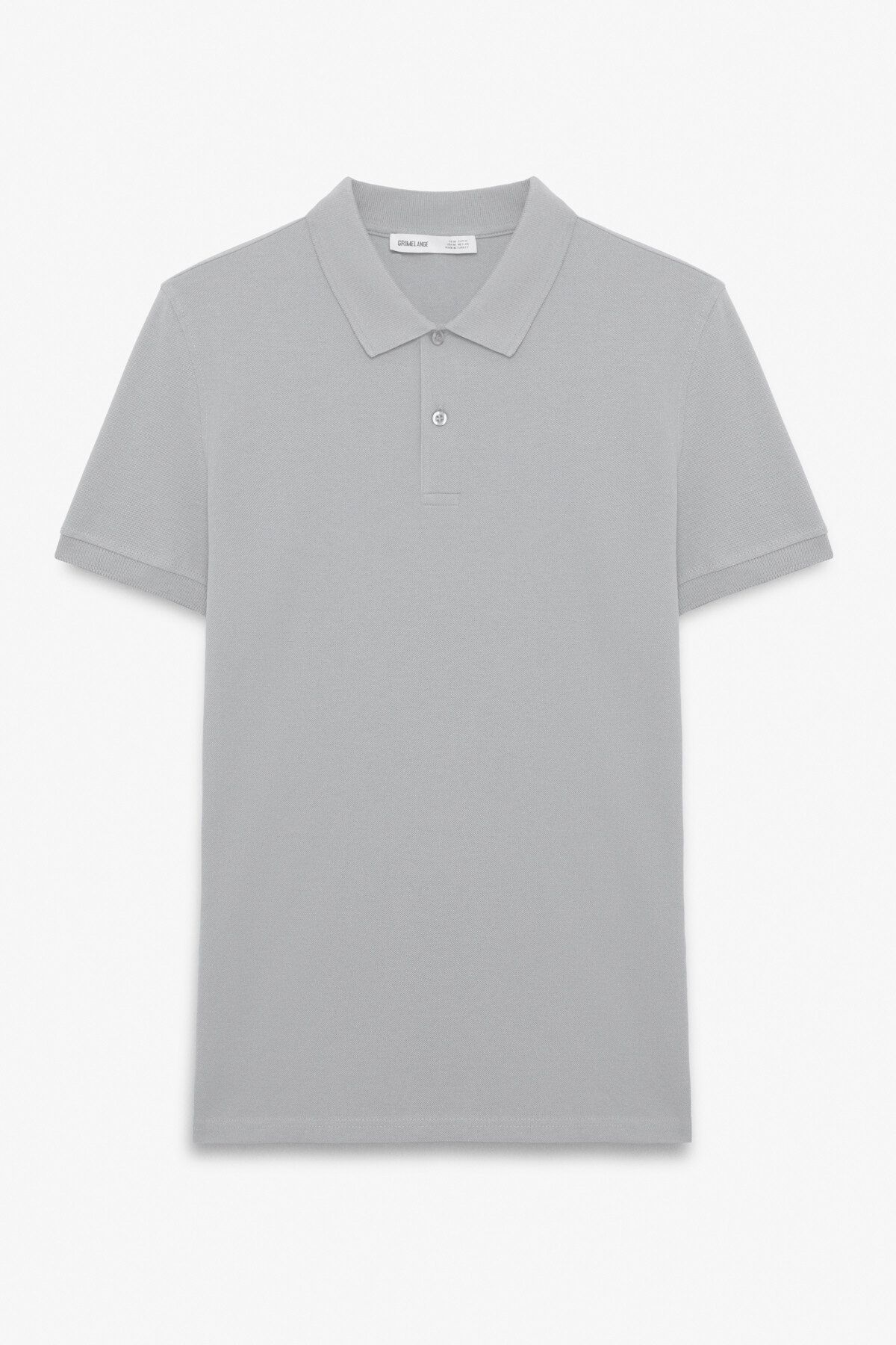 GRIMELANGE SKYLOOM Erkek %100 Pamuk Kısa Kollu Regular Fit Gri Polo Yaka T-shirt