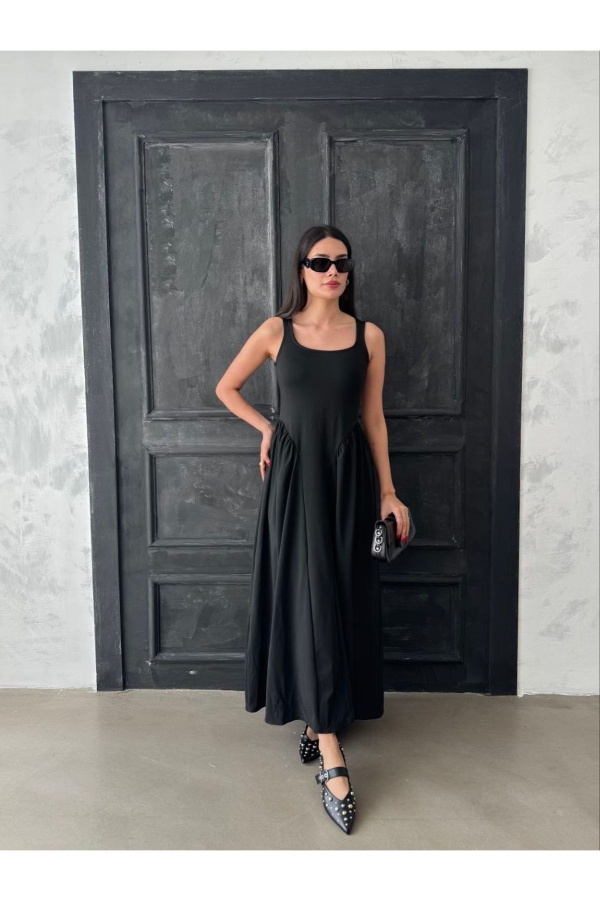 Kurtayfashion Kadın bel detaylı tasarım elbise