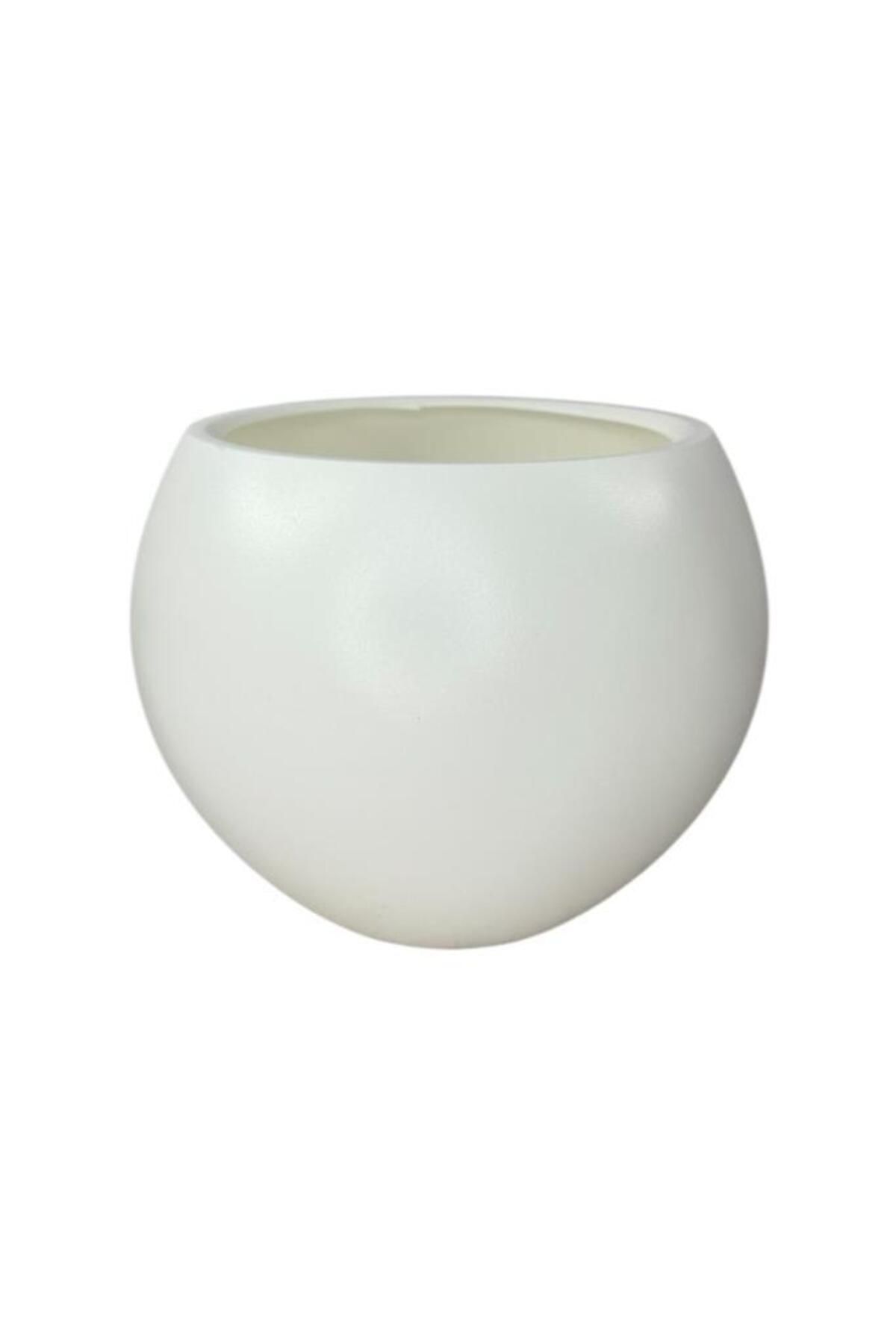 Nettenevime Küre Yuvarlak Top Vazo Dekoratif Saksı BEYAZ 25*20cm
