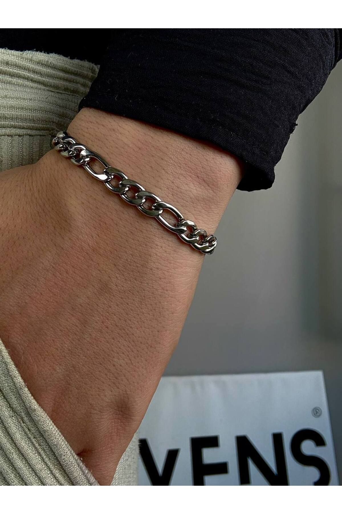 Arvens Silver Erkek Zincir Bileklik Kadın Paslanmaz Çelik Renk Atmaz Unısex Kararmaz Çelik Bileklik