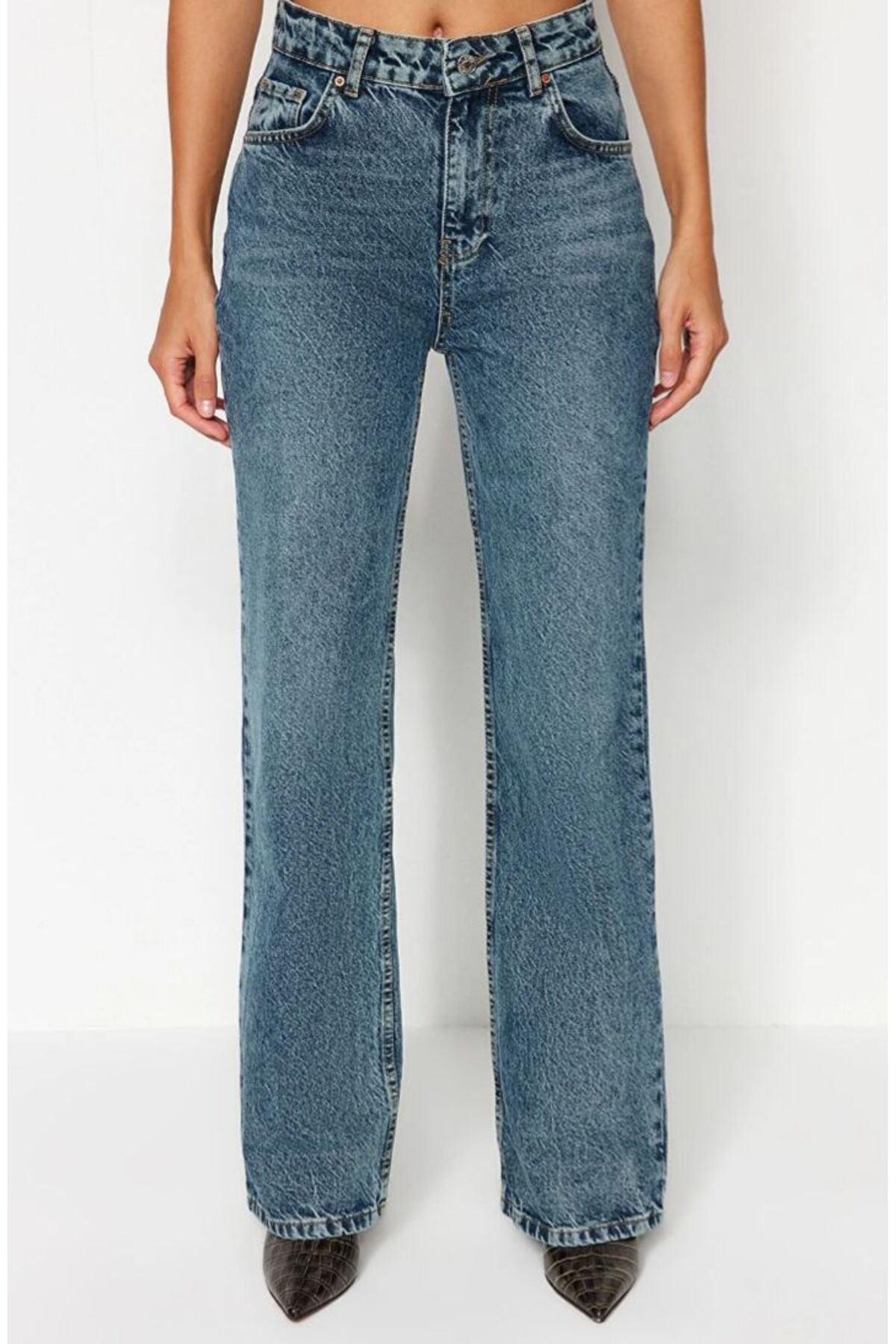 KARACAN COMPANY Soluk Efekt Vintage Yüksek Bel Wide Leg Jeans