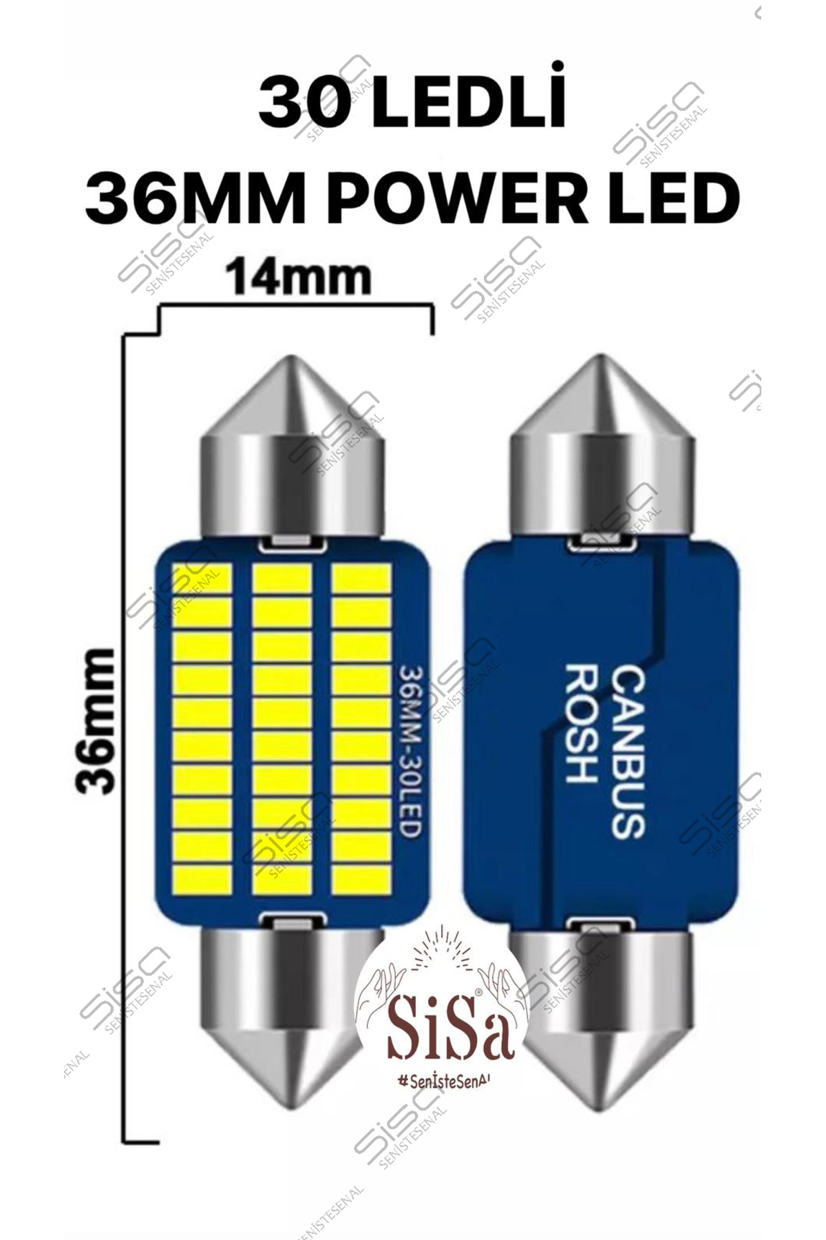 SİSA SENİSTESENAL Sofit Led 36mm Canbus Beyaz C5w Tavan Plaka Ampulü 2 Adet (1 Takım)