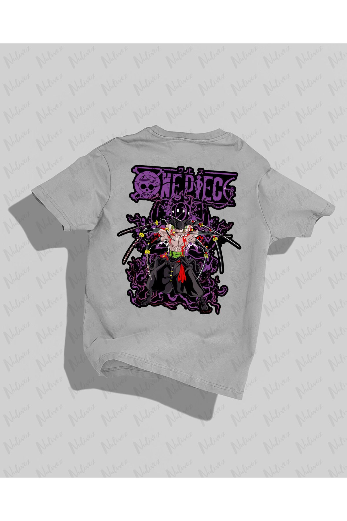 Nulivez One Piece Zoro Tasarımı Sırt Baskılı Yüksek Kalite Kompakt Unisex Oversize T-Shirt
