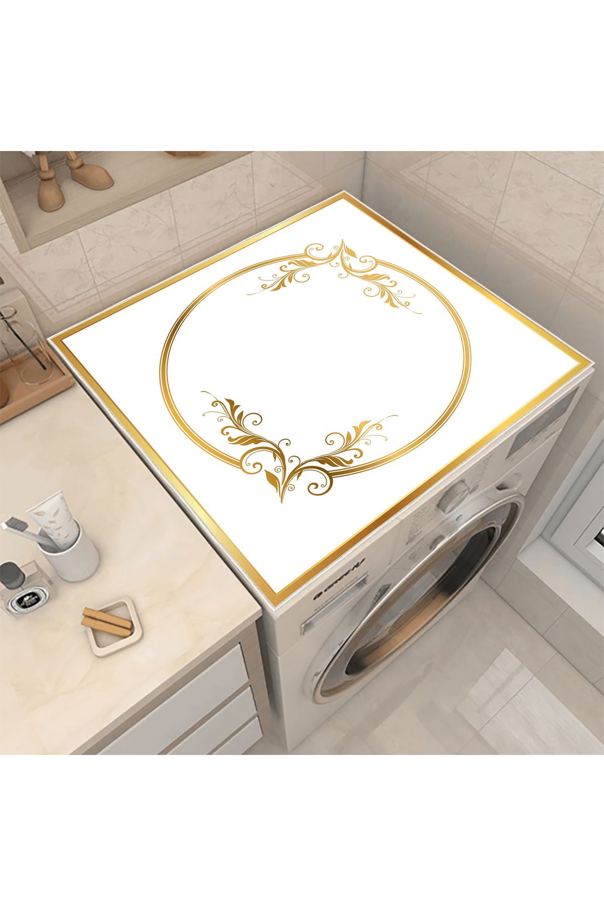 Nuva Home Çamaşır Makinesi Örtüsü Kurutma Makinesi Matı - Kaymaz Yıkanabilir Leke Tutmaz Su Geçirmez