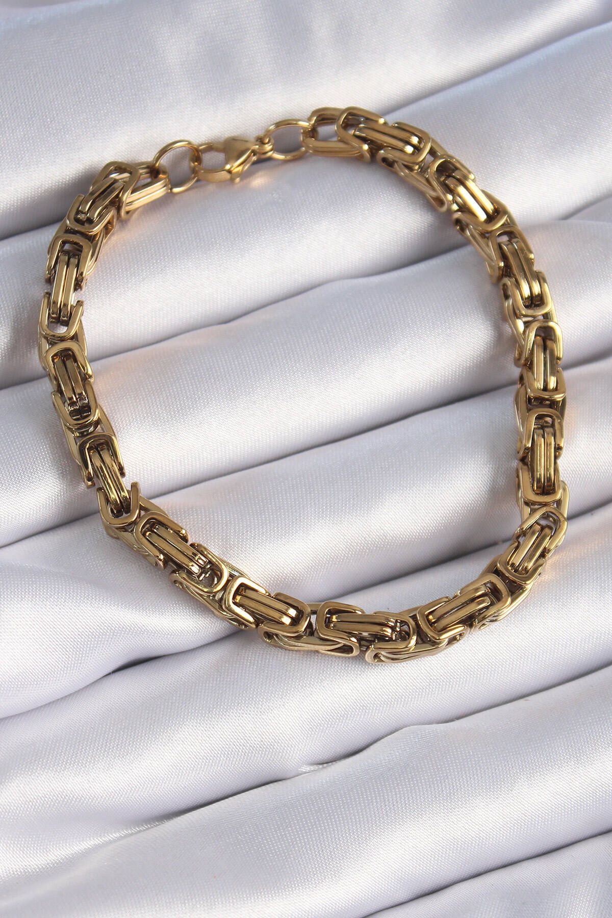 Avantaj Kapıda ®316L Çelik Gold Renk Kral Zincir Model Erkek Bileklik