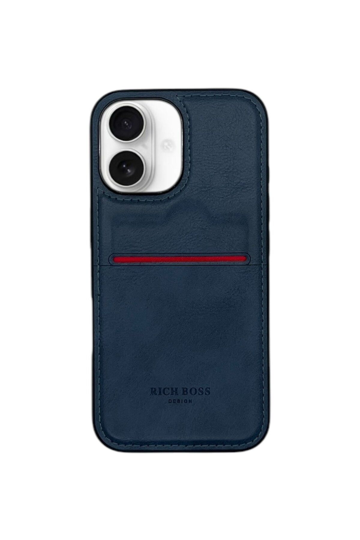 DESİNGSHOP Desingshop Apple iPhone 16 Uyumlu Kartlıklı Lüx Deri Kılıf Lacivert