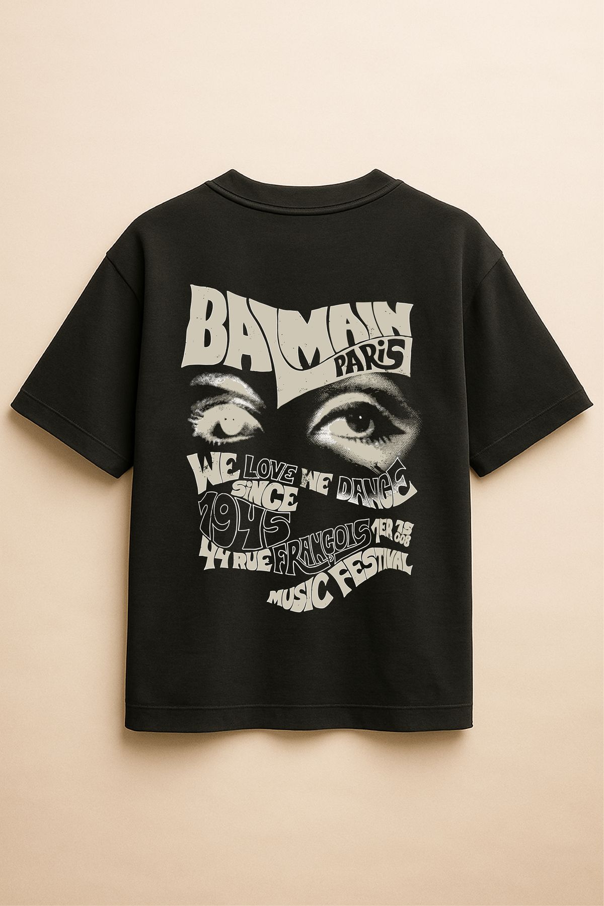Altair Tr Siyah Renk Oversize Blma1n Paris Baskılı Unisex Tişört T-Shirt