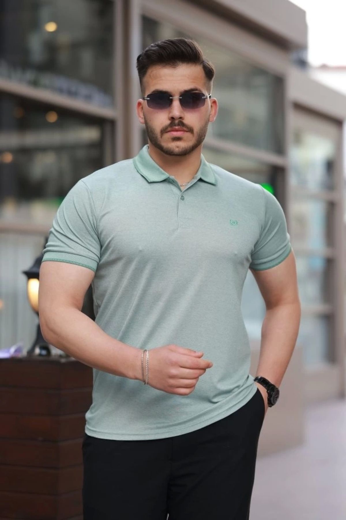 Silerra Erkek Yakalı Kagi Kumaş Kısa Kollu T-shirt