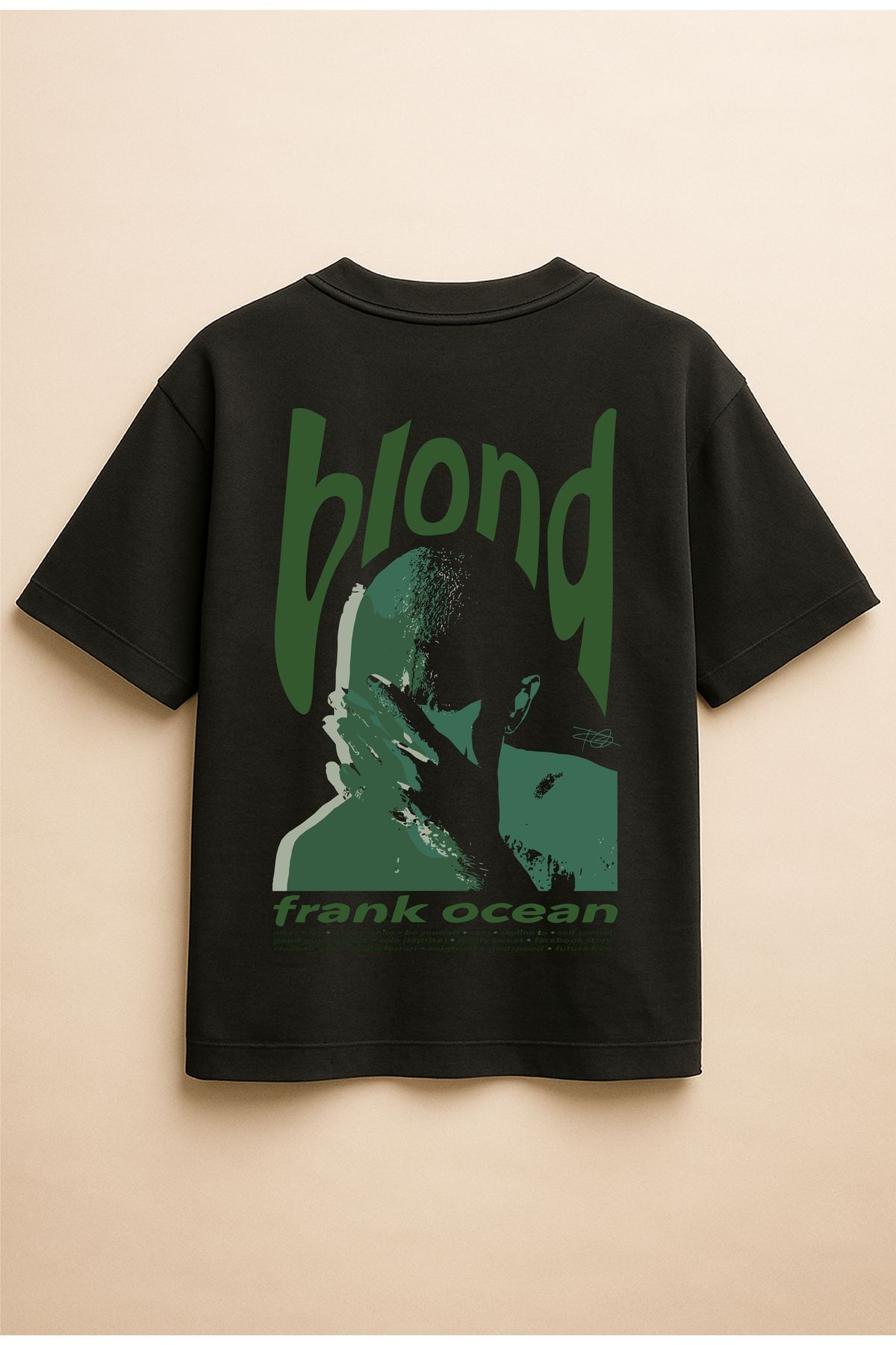 Altair Tr Siyah Renk Oversize Frank Ocean Blond Baskılı Unisex Tişört T-Shirt