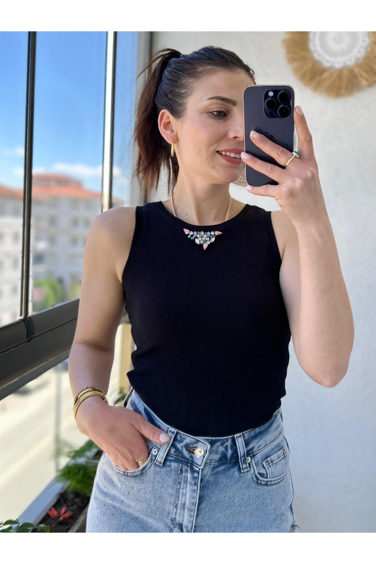 TUNAM BUTİK İPK MARKA MODEL TAŞLI FİTİLLİ ATLET