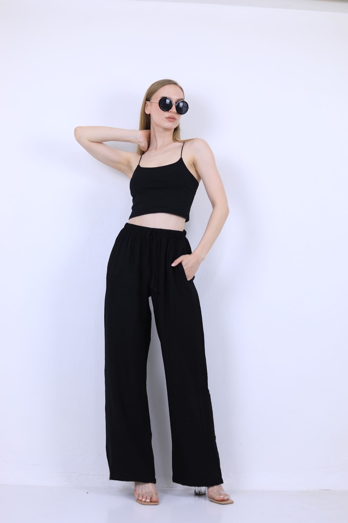 modaparis outlet İp Askılı Crop Atlet Siyah